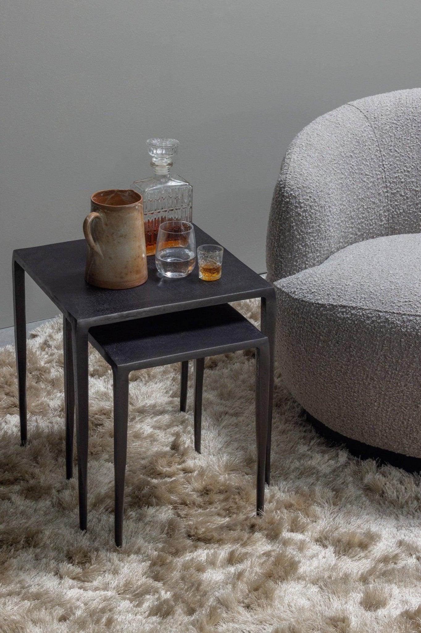 Fotel obrotowy WOOLLY beżowy boucle – tkanina bouclé
