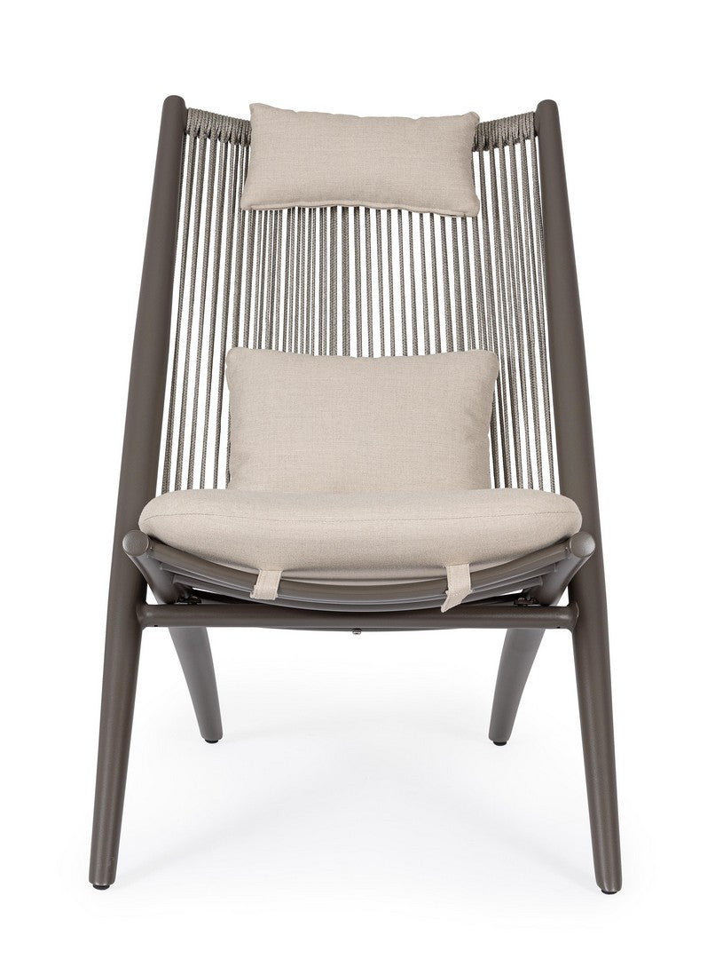 Buitenstoel ALOHA beige met een chocoladebruine basis