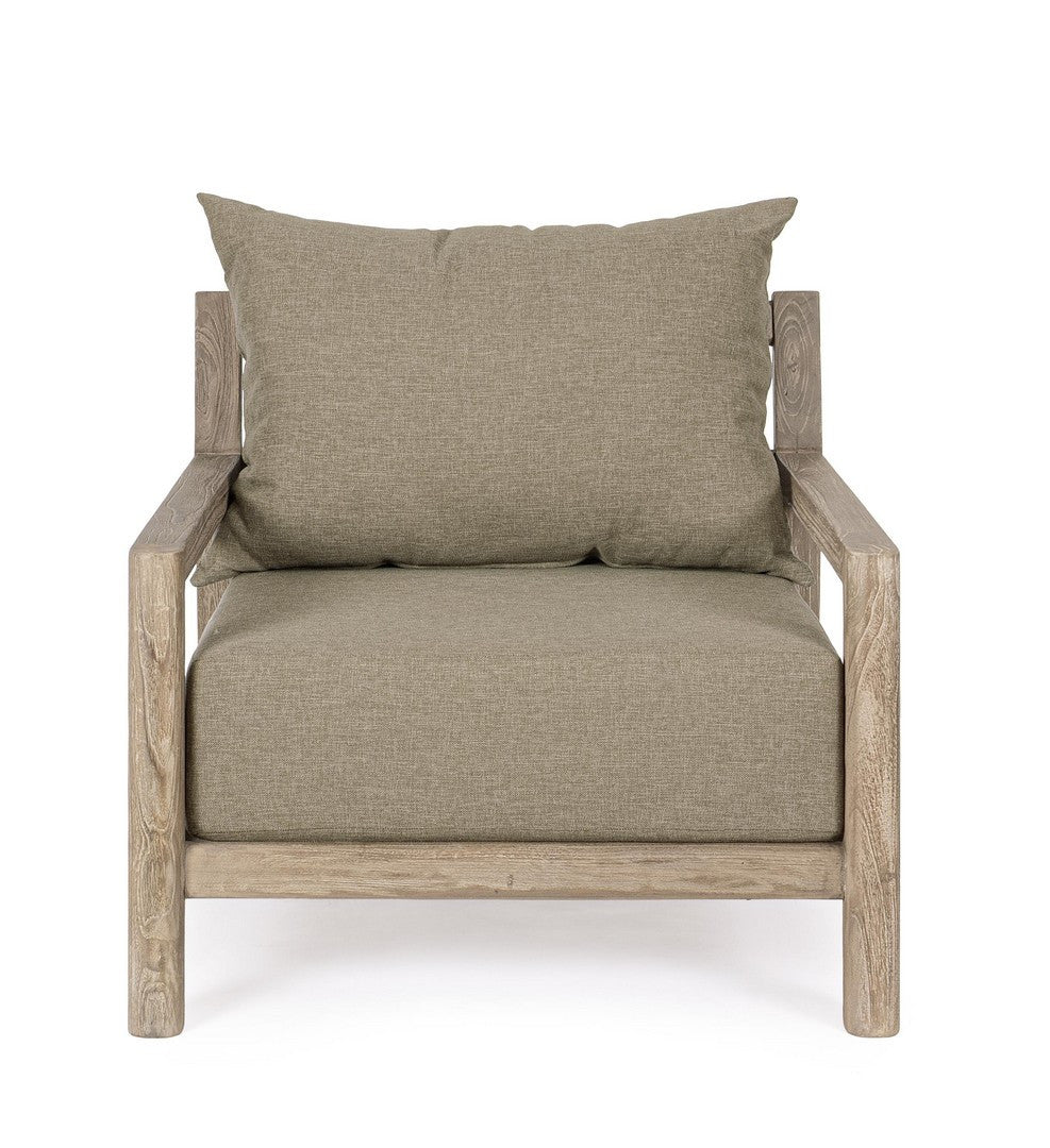 Buitenstoel MAYNARD beige met houten basis