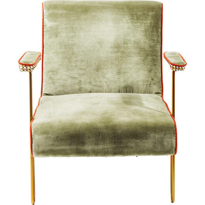 Fotel retro AUNT BETTY zielony – welur, Kare Design