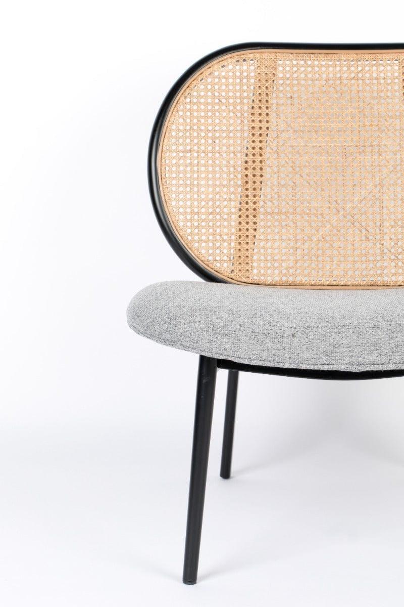 Fotel SPIKE szary z rattanowym oparciem Zuiver Eye on Design