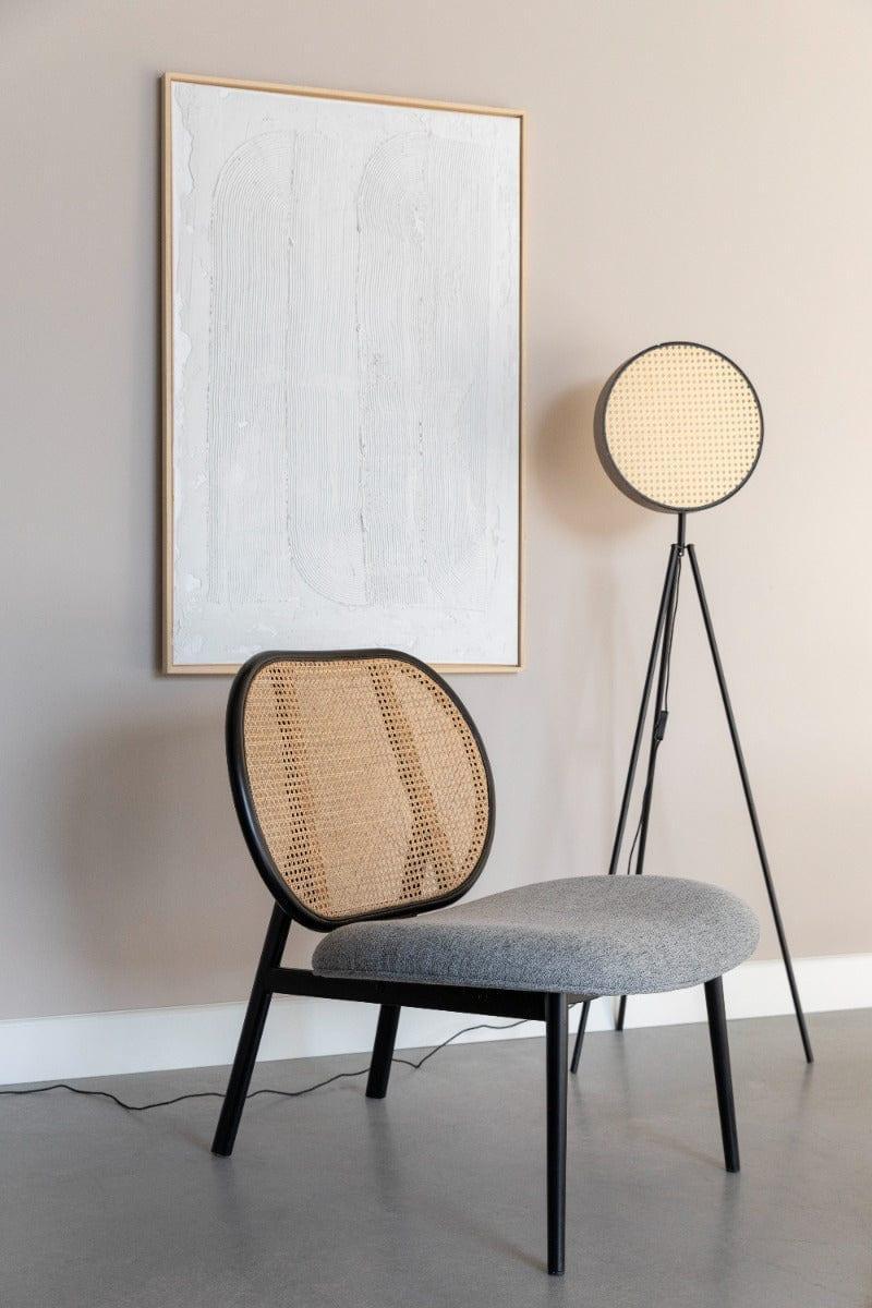 Fotel SPIKE szary z rattanowym oparciem Zuiver Eye on Design