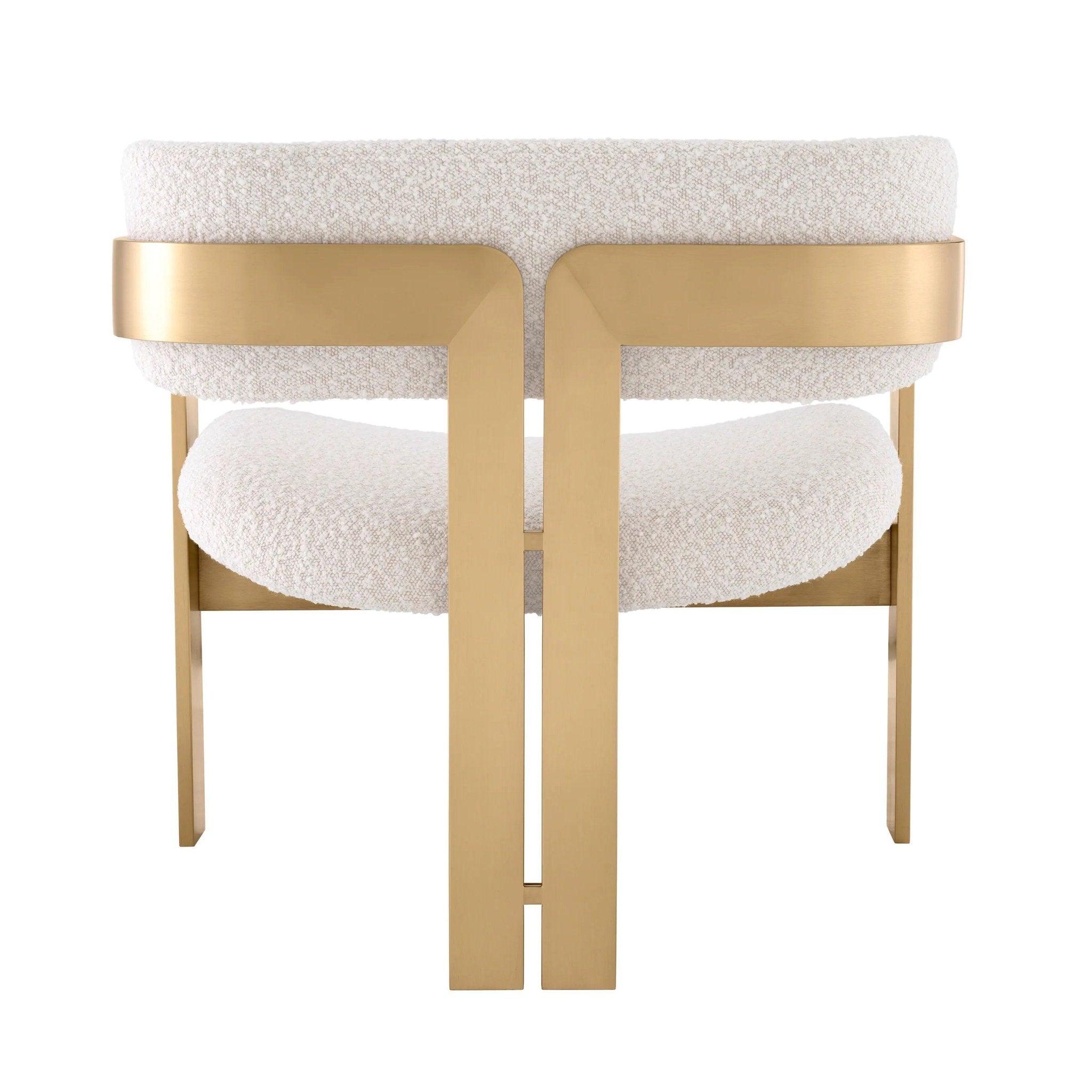 Fotel w tkaninie boucle DONATO kremowy z mosiężną podstawą Eichholtz Eye on Design