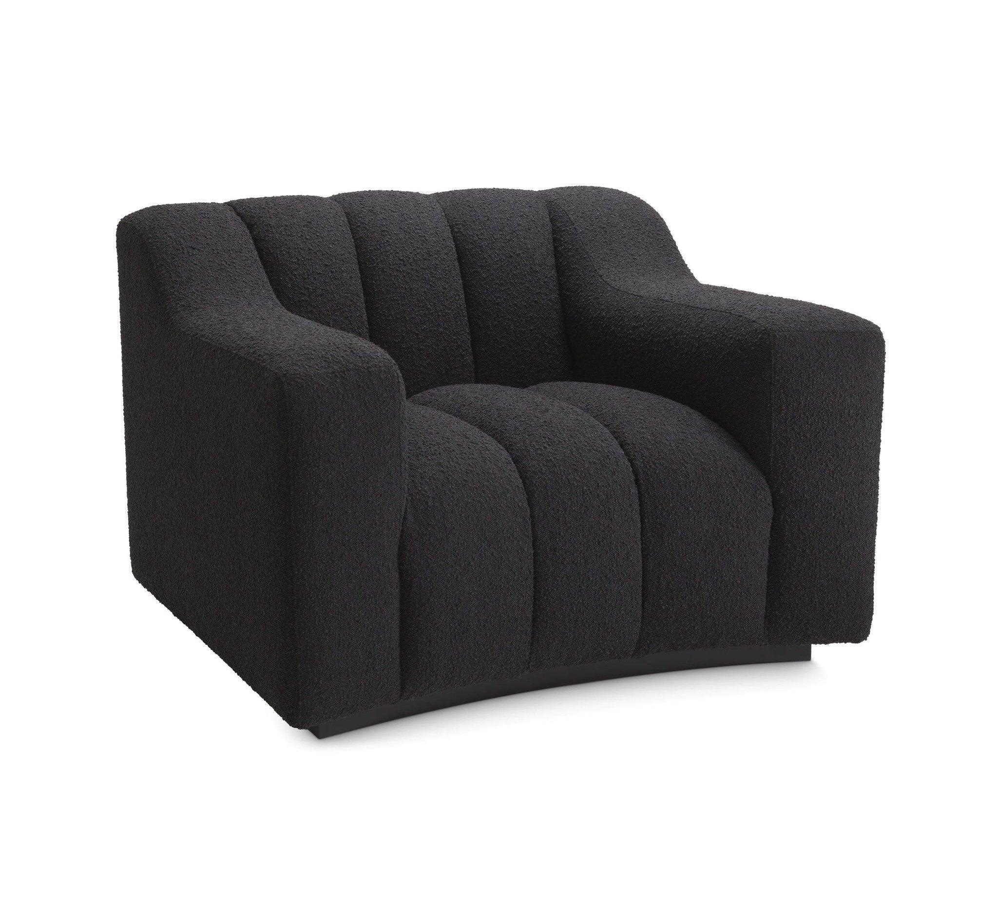 Fotel w tkaninie boucle KELLY czarny Eichholtz Eye on Design