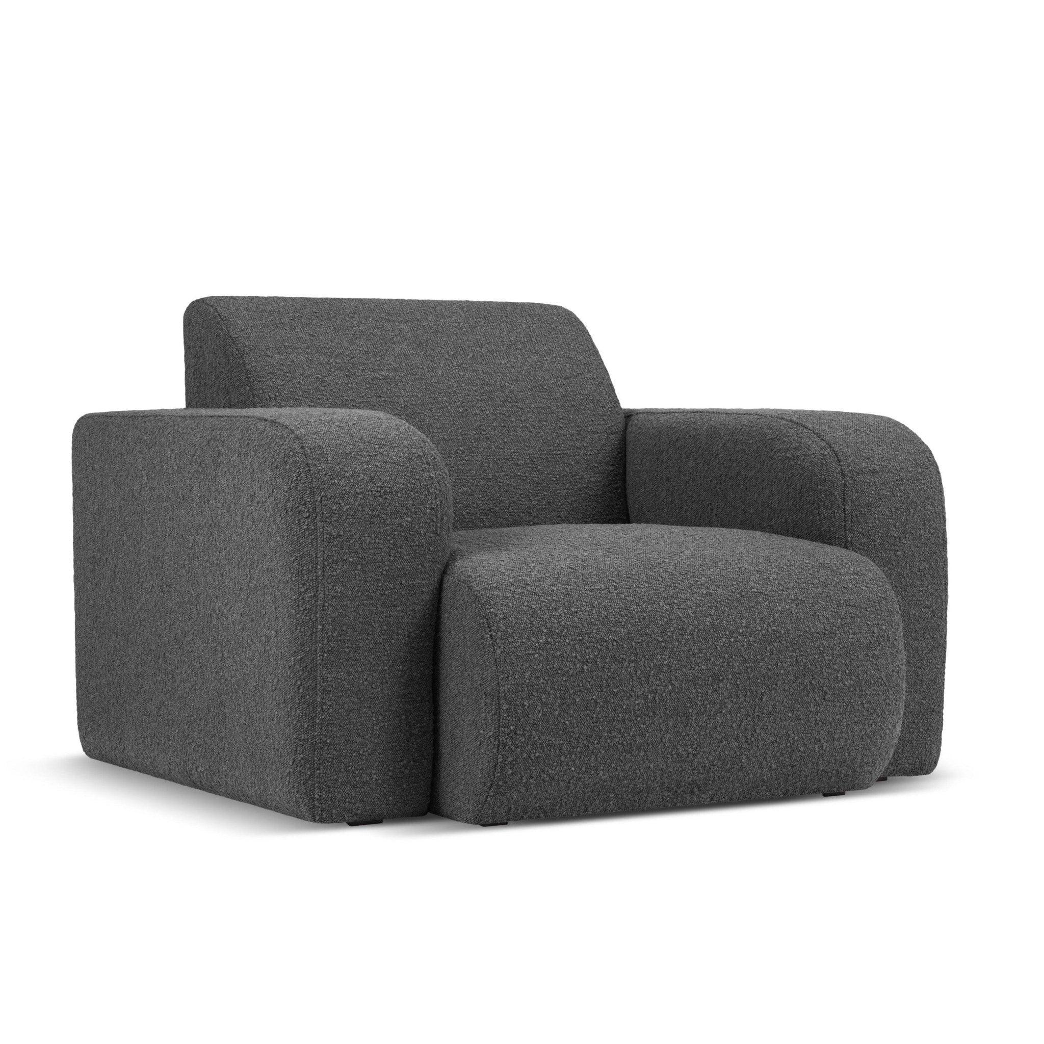 Fotel w tkaninie boucle LOLA ciemnoszary – Windsor & Co