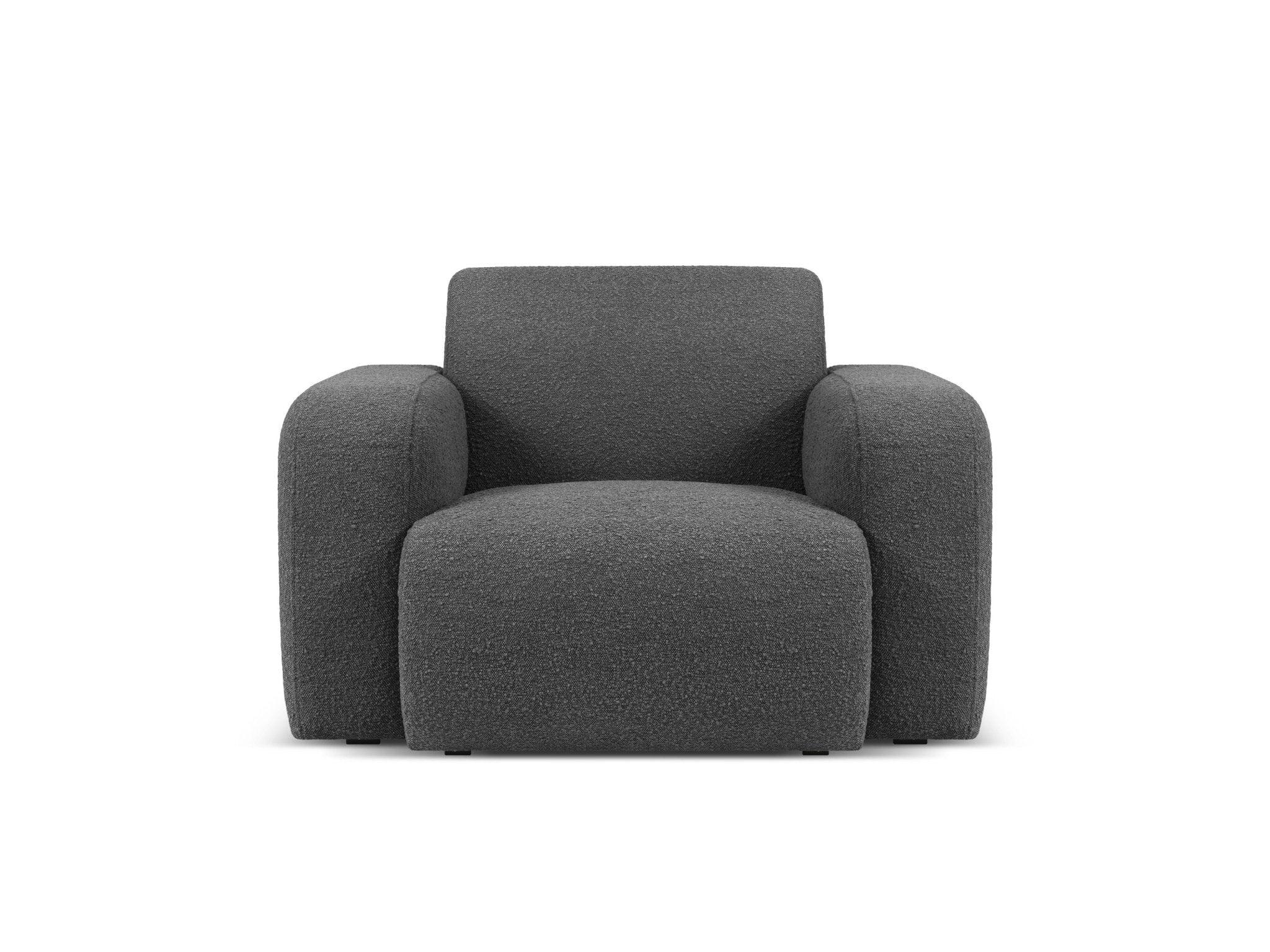Fotel w tkaninie boucle LOLA ciemnoszary do salonu