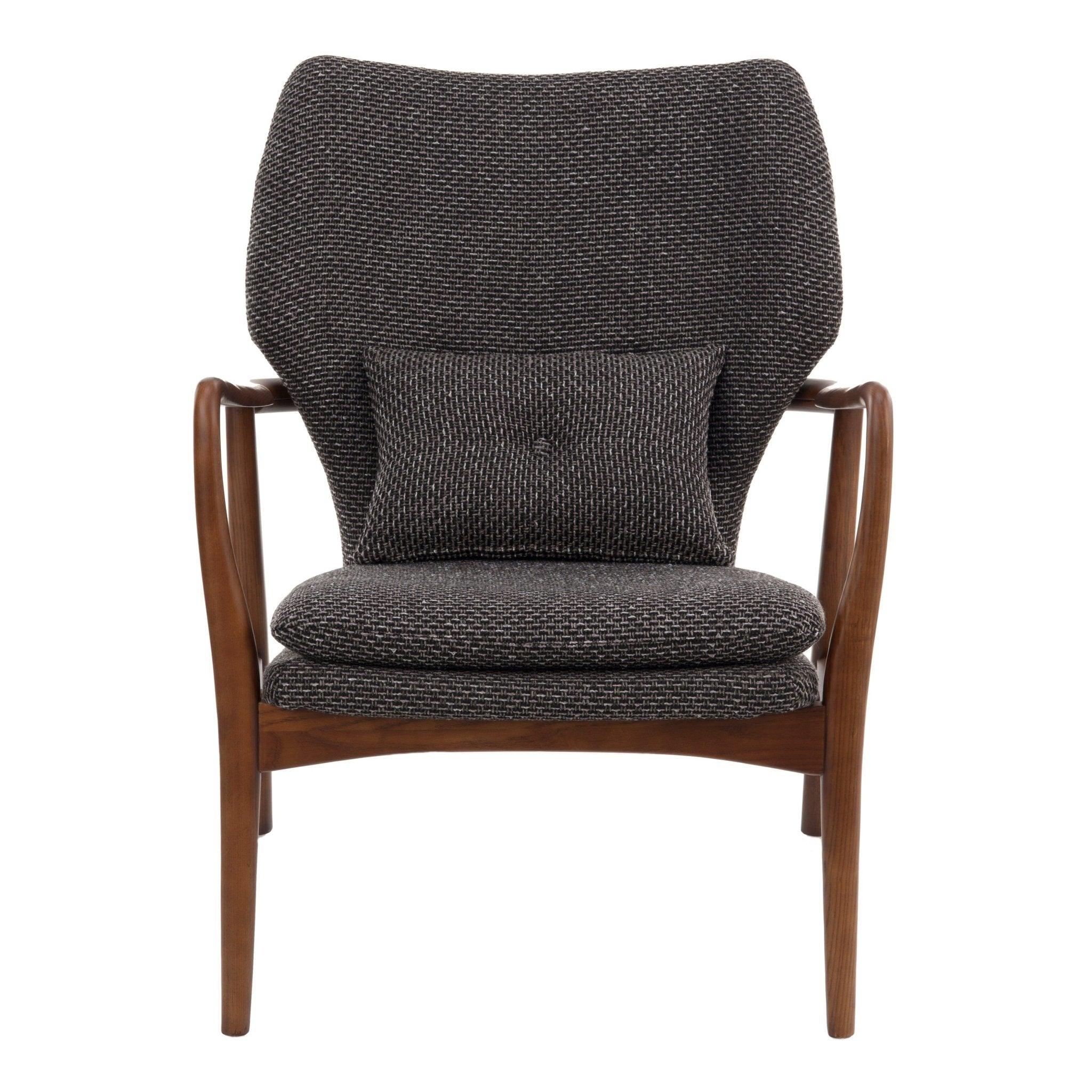 Fotel w tkaninie boucle PEGGY ciemnoszary – tkanina bouclé