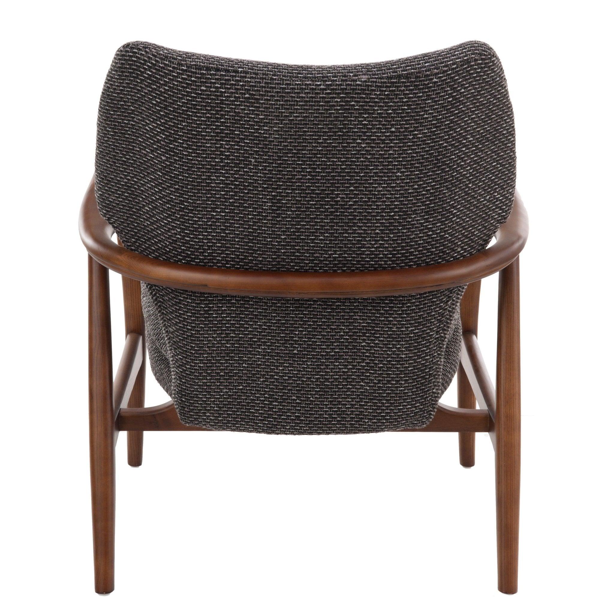 Fotel w tkaninie boucle PEGGY ciemnoszary – styl minimalistyczny