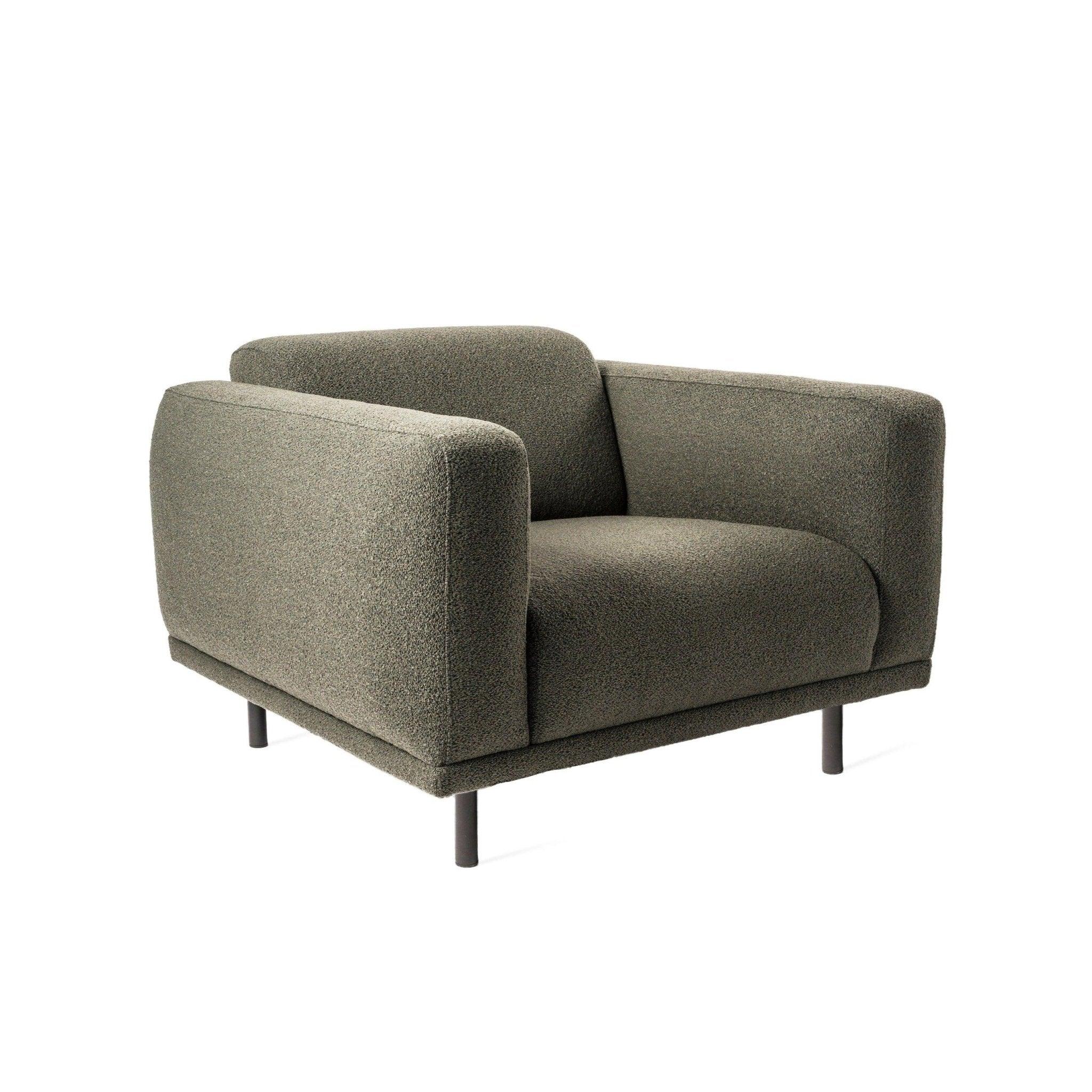 Fotel w tkaninie boucle TEDDY oliwkowy Pols Potten Eye on Design