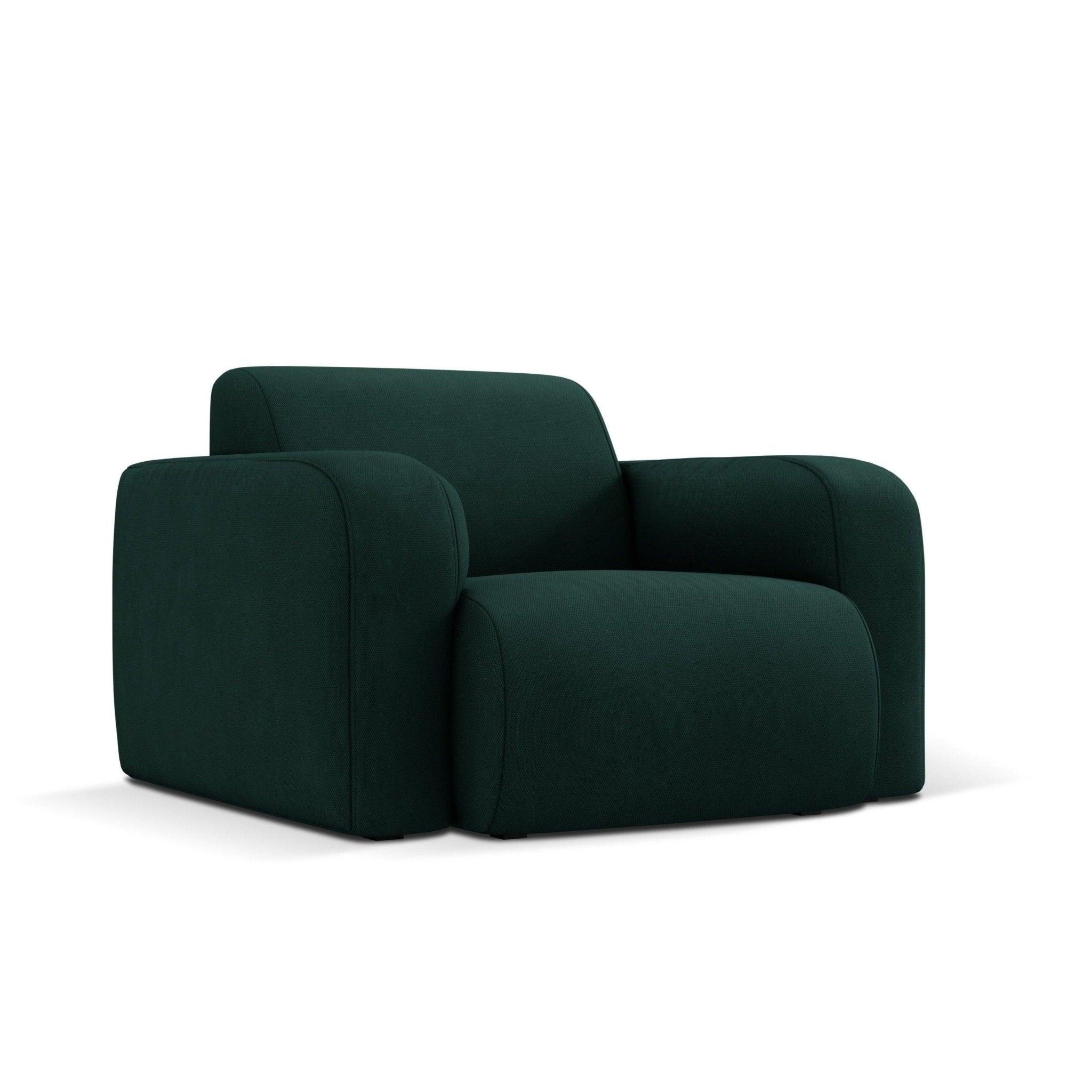 Fotel w tkaninie chenillowej LOLA butelkowa zieleń Windsor & Co Eye on Design