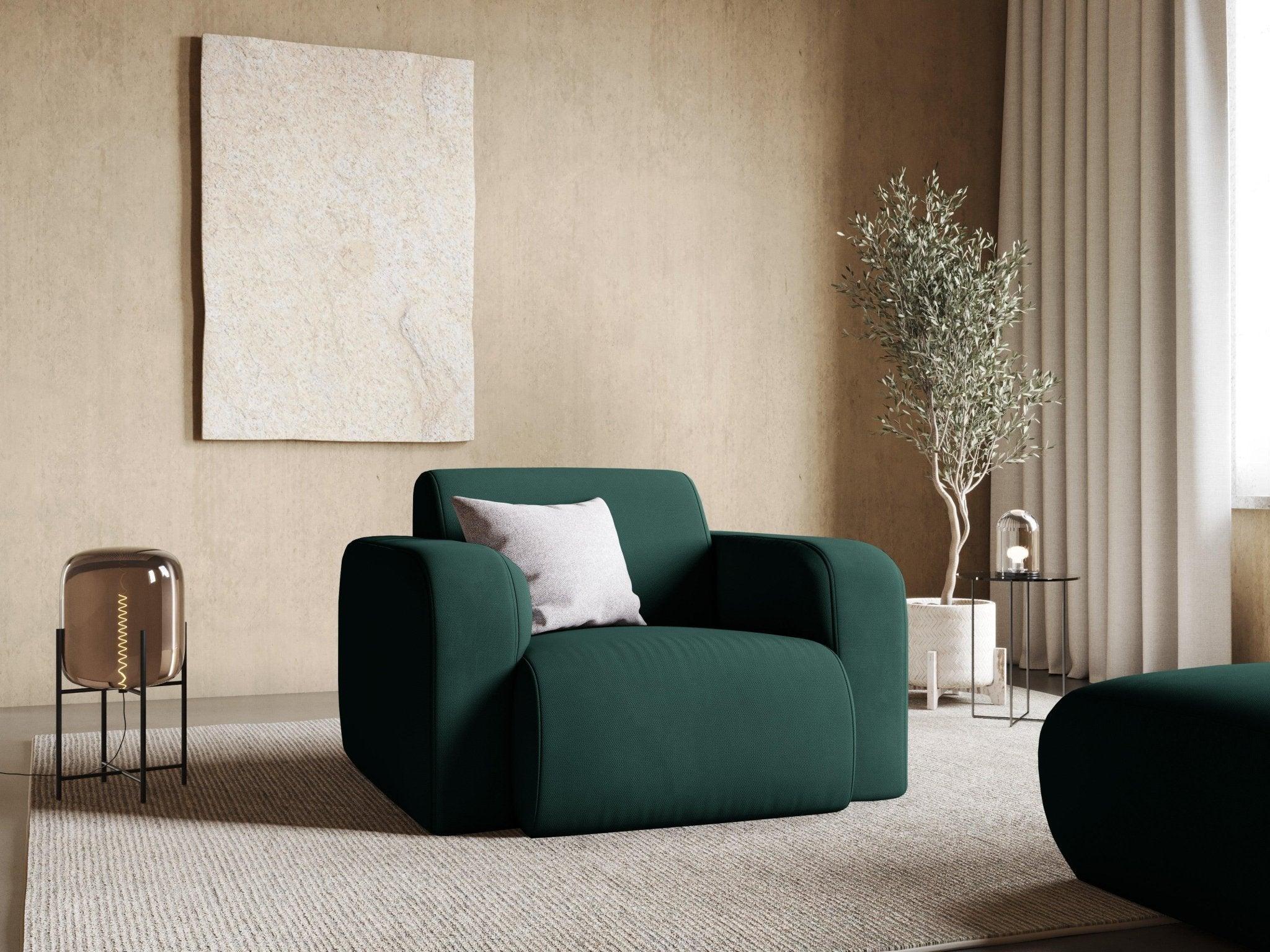 Fotel w tkaninie chenillowej LOLA butelkowa zieleń Windsor & Co Eye on Design