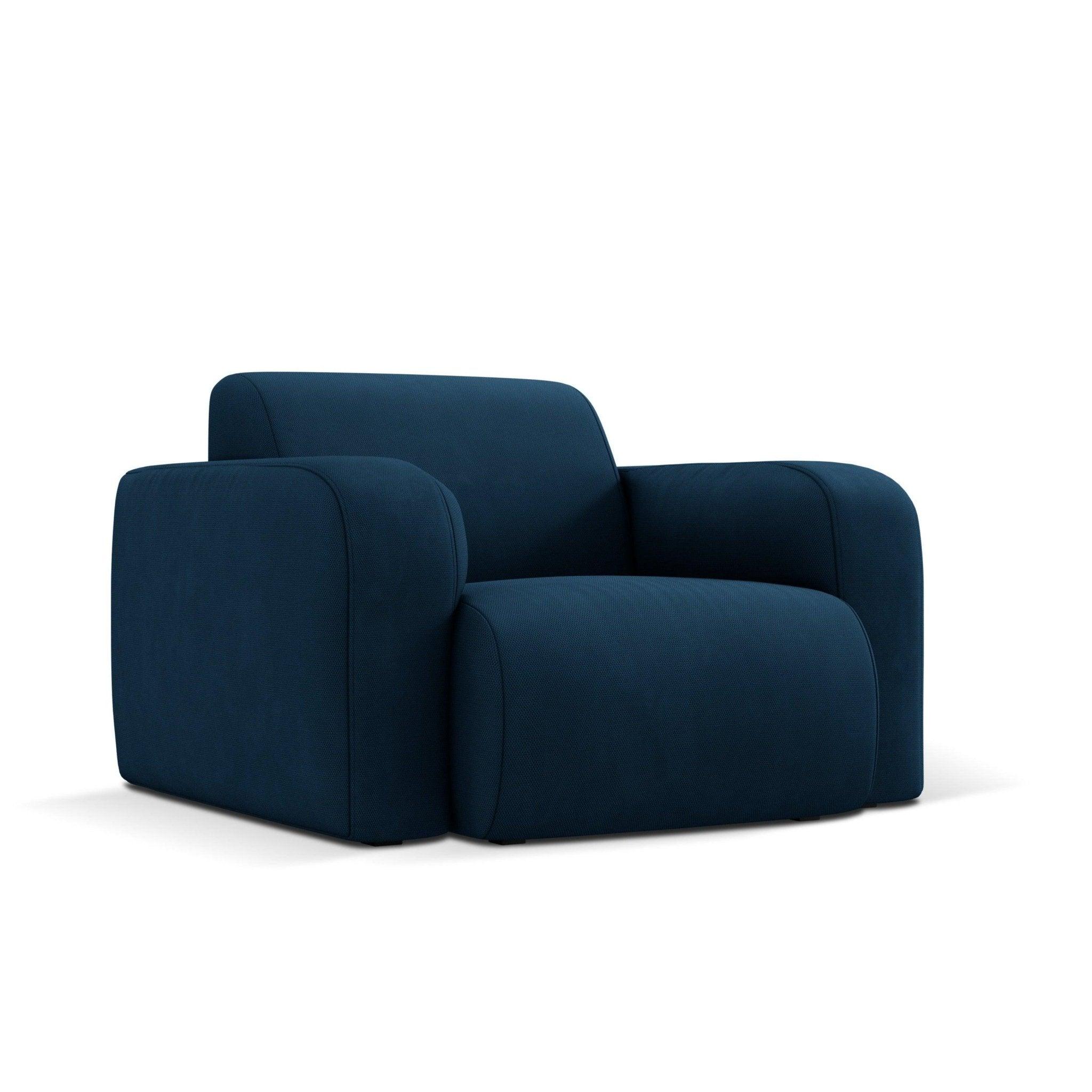Fotel w tkaninie chenillowej LOLA królewski niebieski – Windsor & Co