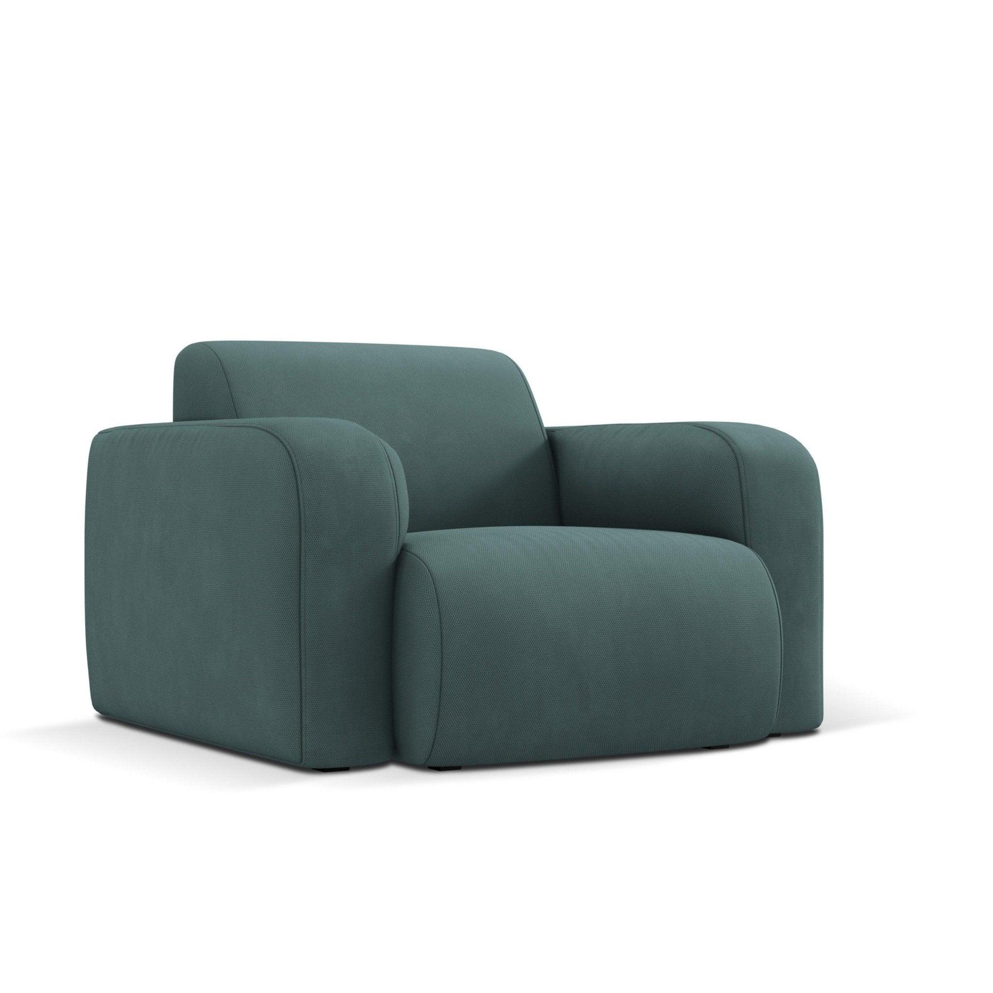 Fotel w tkaninie chenillowej LOLA zieleń morska – Windsor & Co