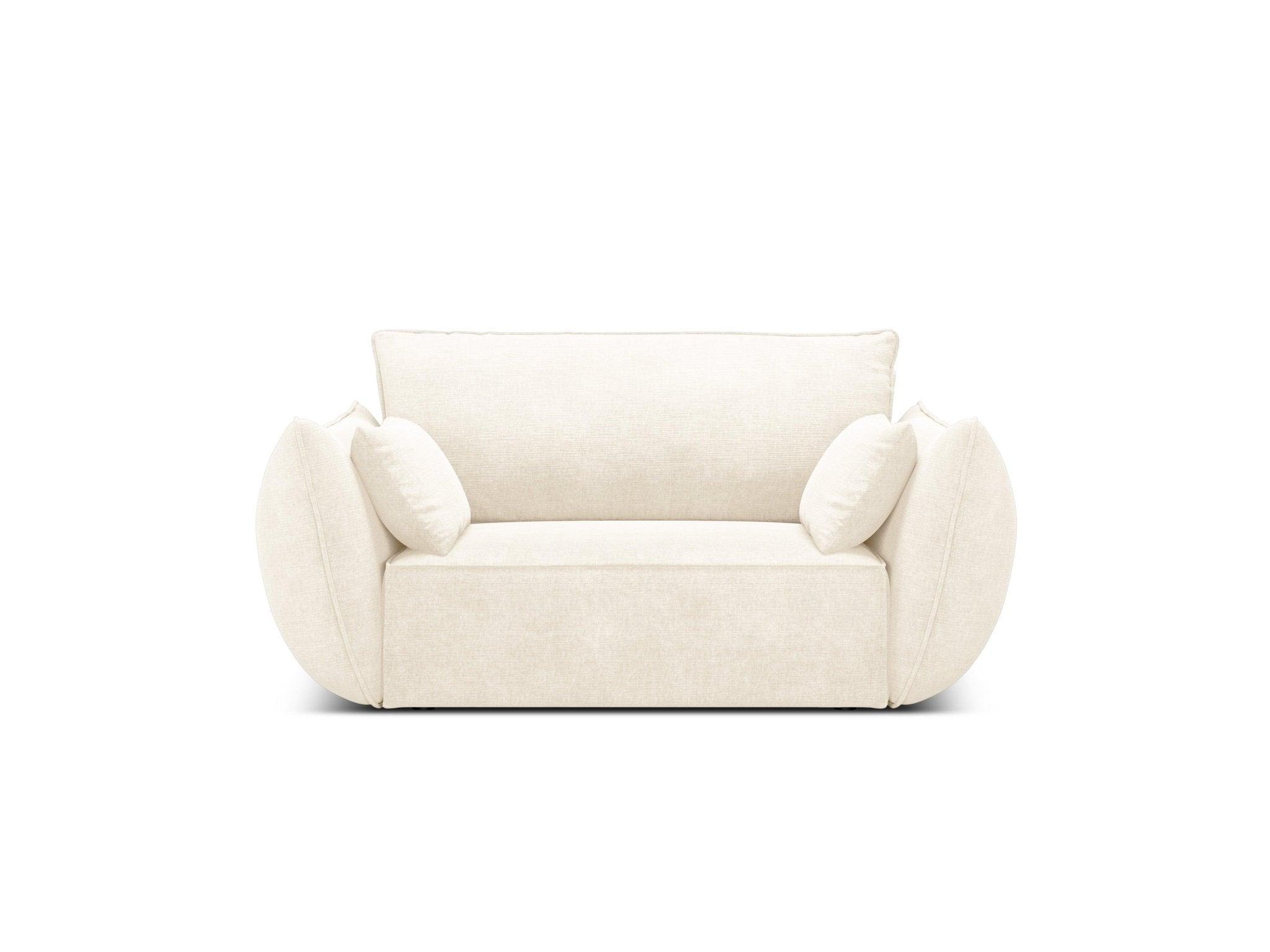 Fotel w tkaninie szenilowej VANDA jasnobeżowy Mazzini Sofas Eye on Design