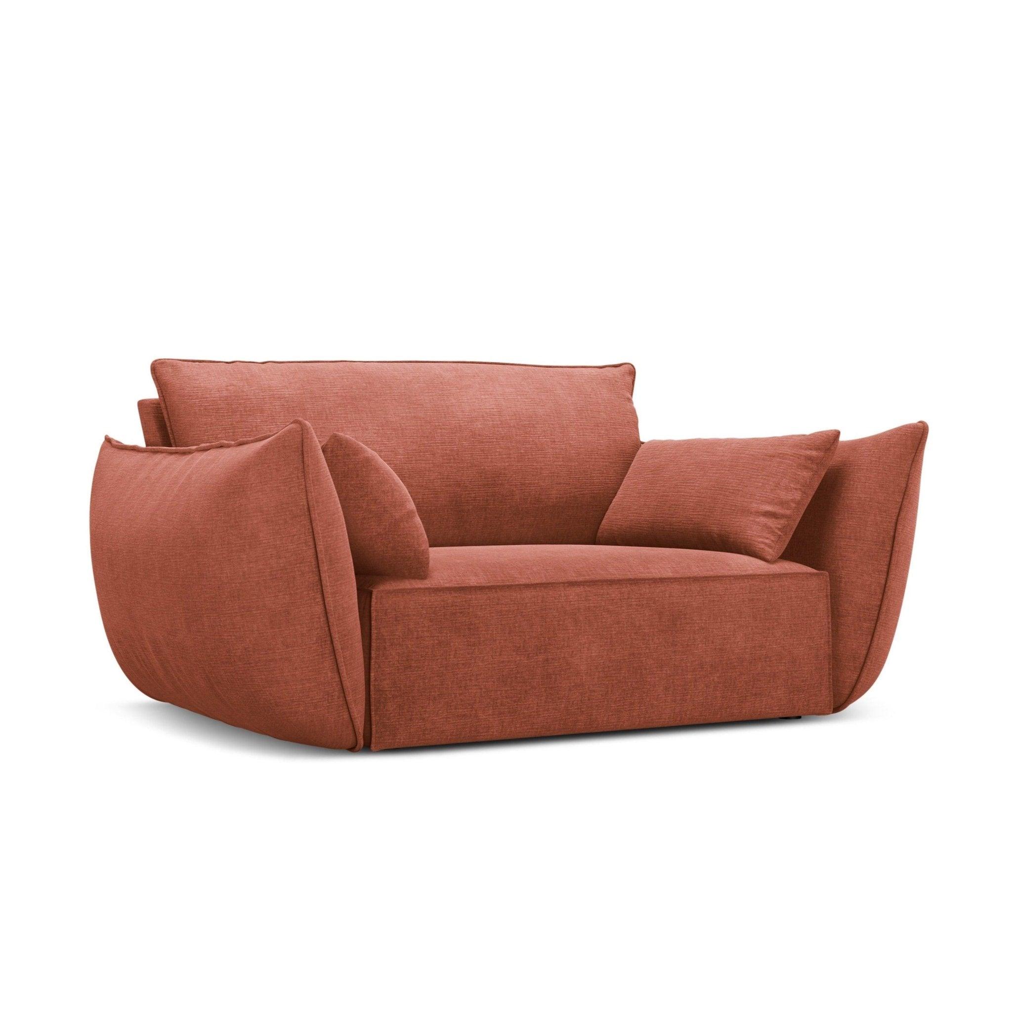 Fotel w tkaninie szenilowej VANDA terracotta Mazzini Sofas Eye on Design
