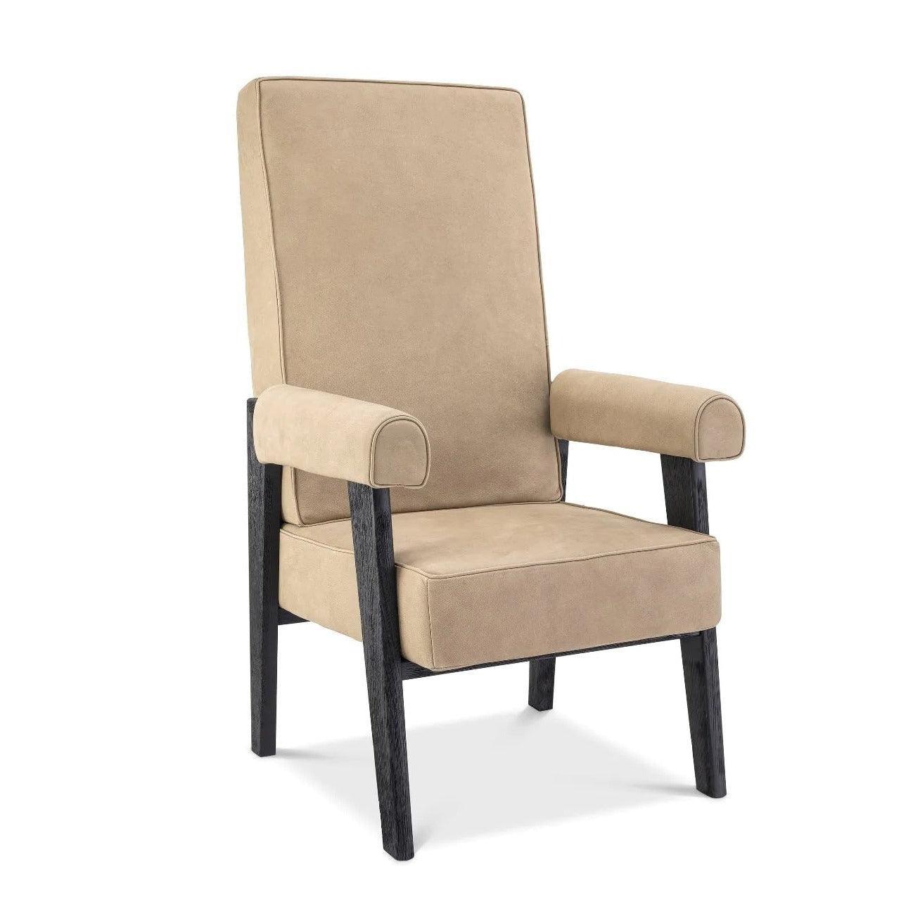 Fotel z wysokim oparciem MILO beżowa skóra Eichholtz Eye on Design