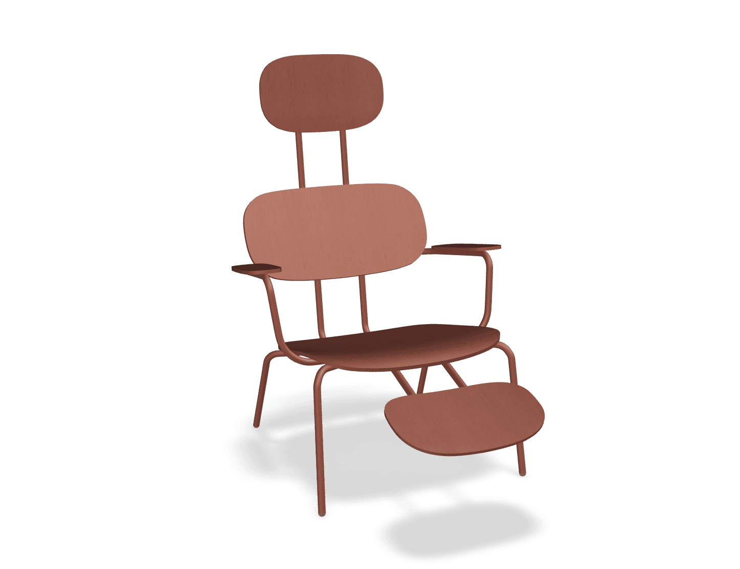 Fotel z zagłówkiem NEW SCHOOL LOUNGE ceglasty MDD ceglasty z podnóżkiem Eye on Design