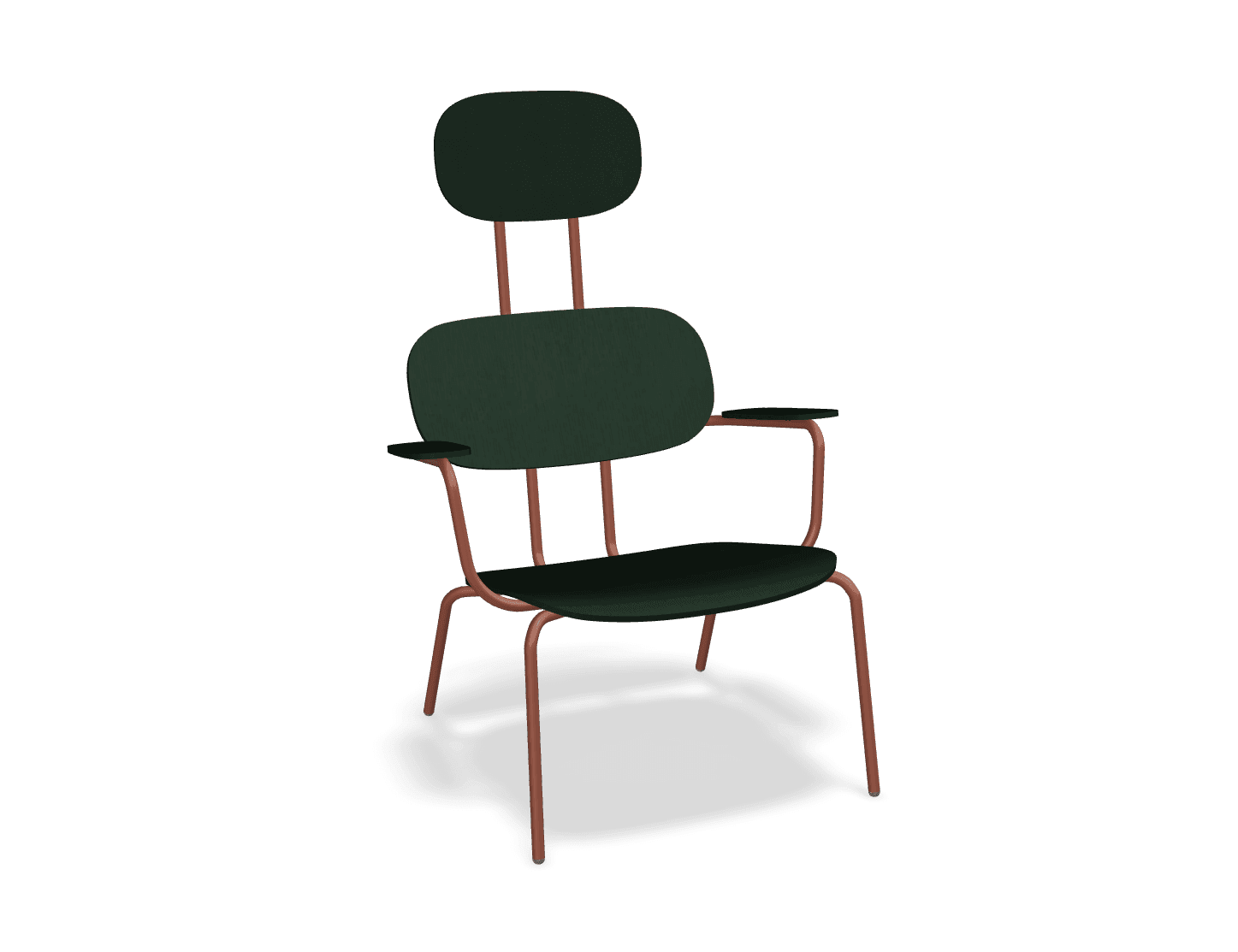 Fotel z zagłówkiem NEW SCHOOL LOUNGE ceglasty MDD ciemny zielony bez podnóżka Eye on Design