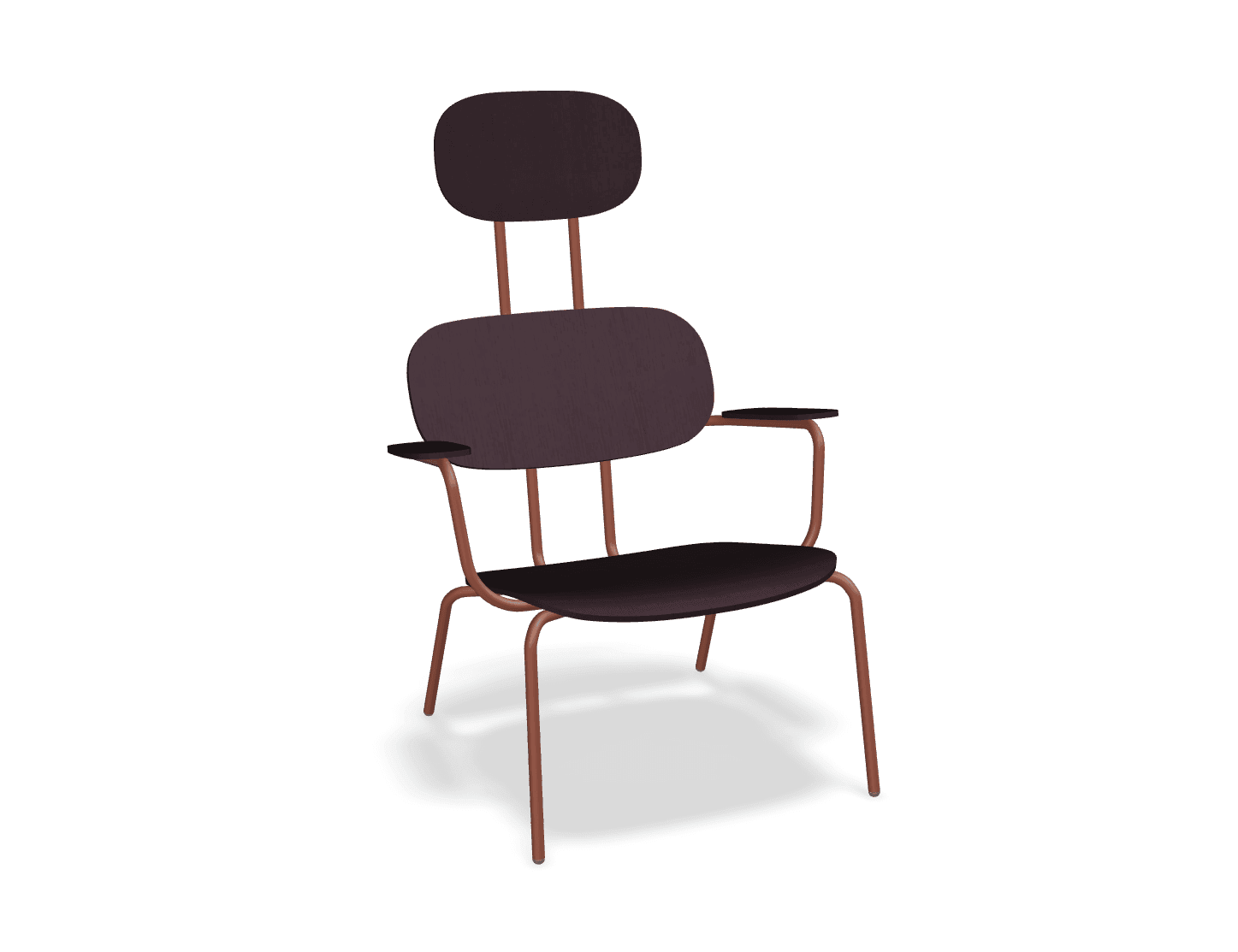 Fotel z zagłówkiem NEW SCHOOL LOUNGE ceglasty MDD bordowy bez podnóżka Eye on Design