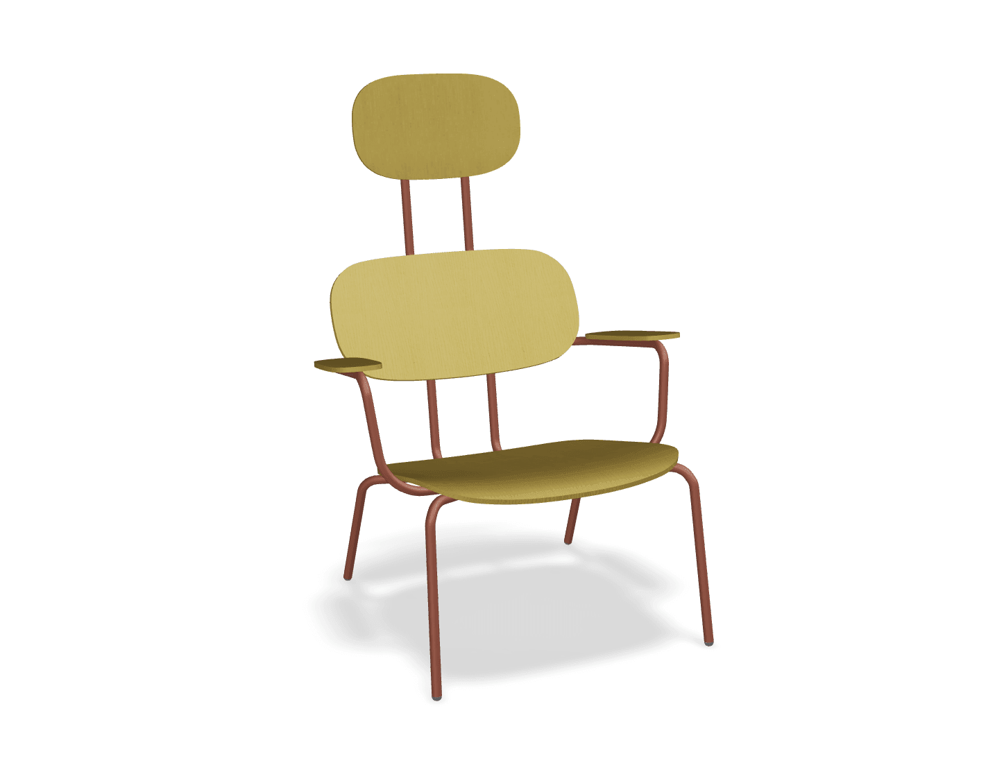 Fotel z zagłówkiem NEW SCHOOL LOUNGE ceglasty MDD żółty bez podnóżka Eye on Design