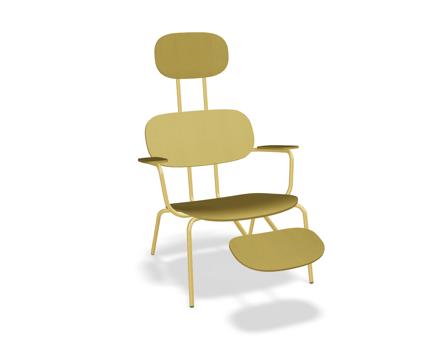 Fotel z zagłówkiem NEW SCHOOL LOUNGE żółta podstawa – .mdd