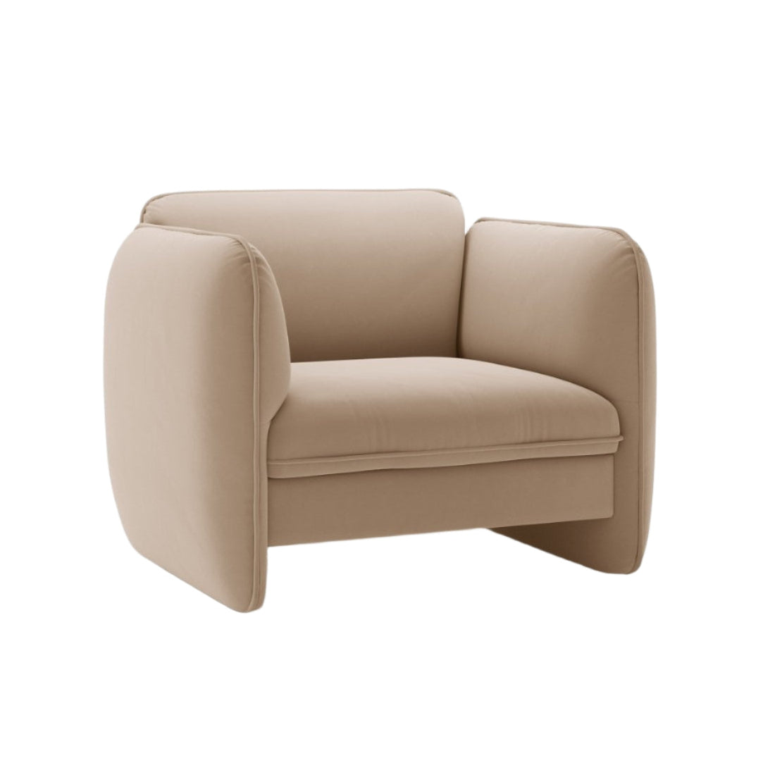 Velvet armchair GEORGIA almond beige