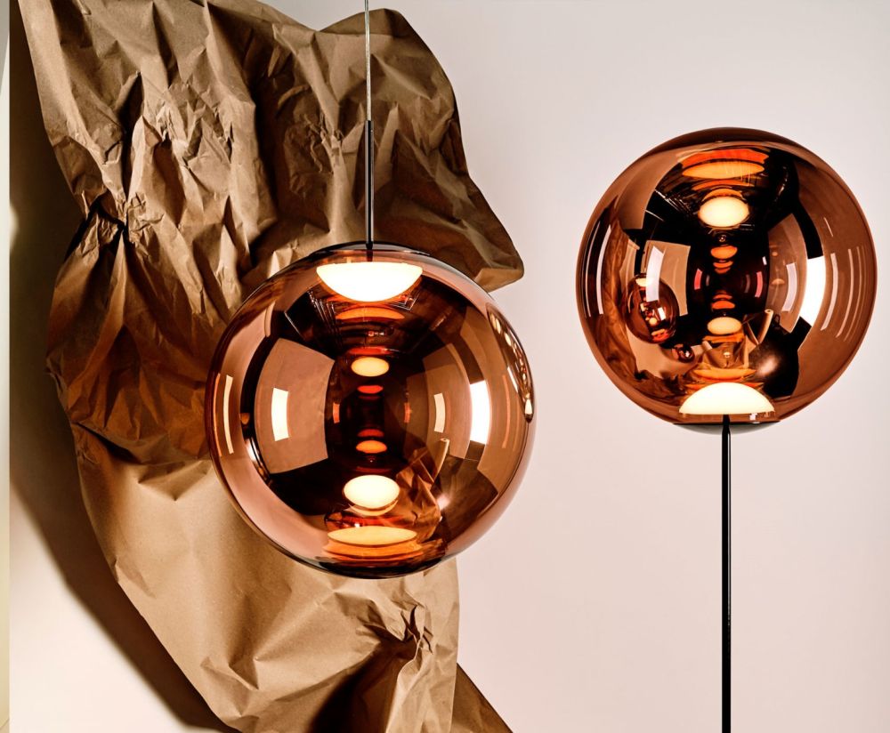 Vloerlamp GLOBE CONE koperkleurig