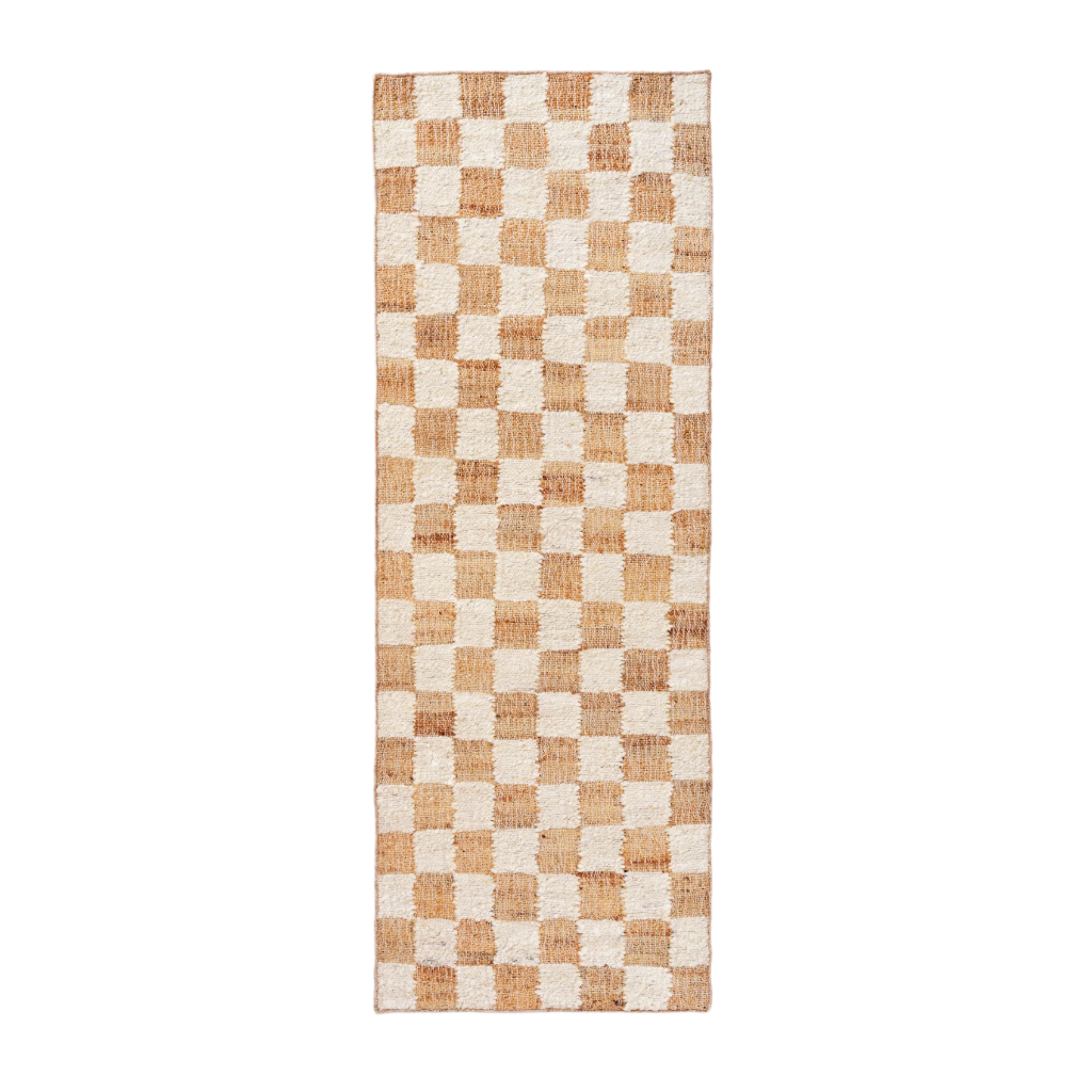 CHECK beige wool-jute runner