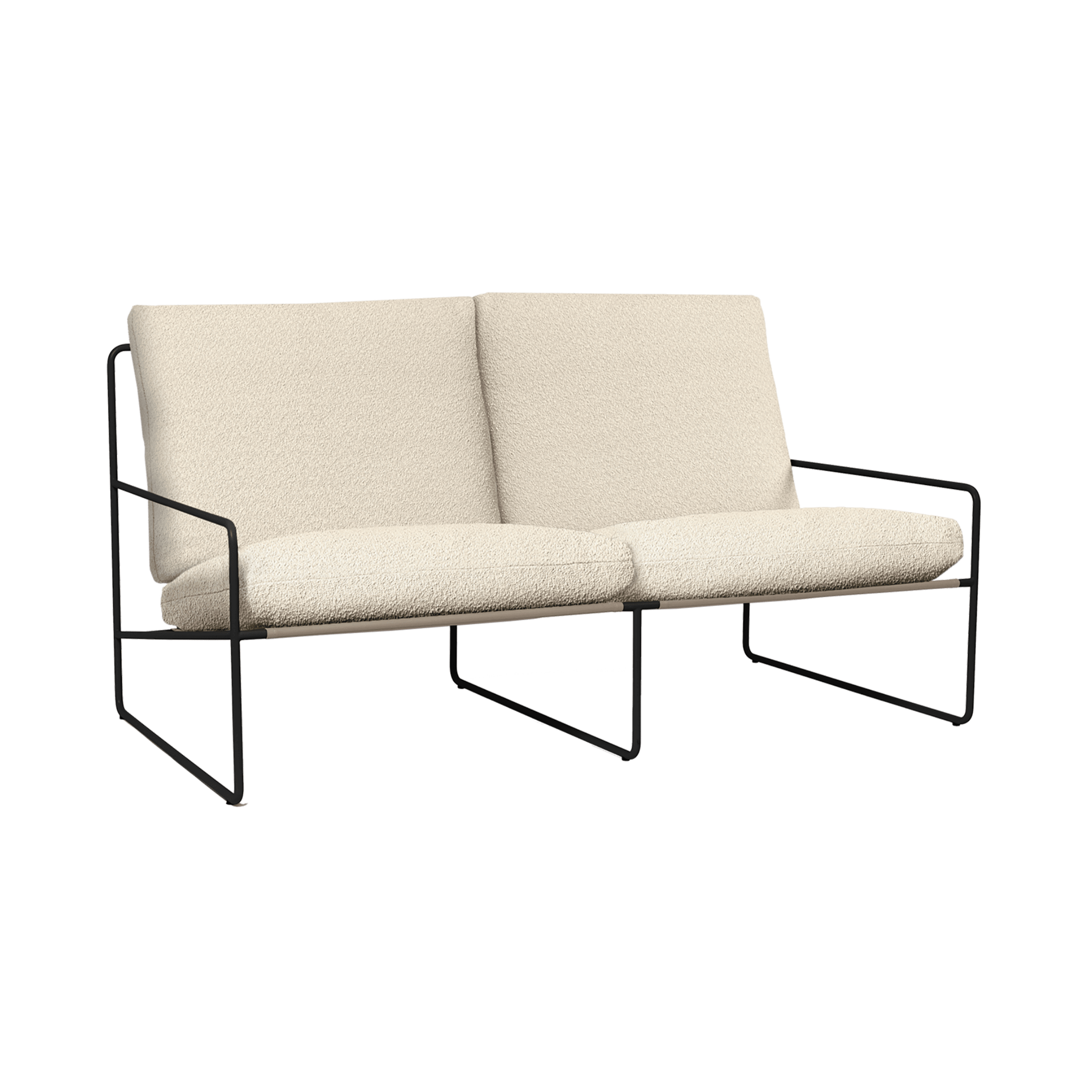 2-seater outdoor sofa DESERT broken white with black base