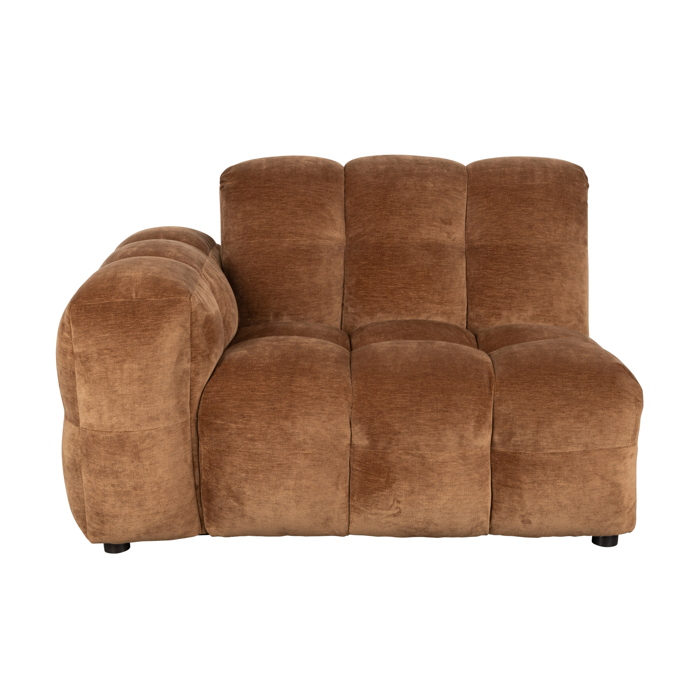 Modulaire bank HACKMAN - linker eindelement in cognackleurig fluweel