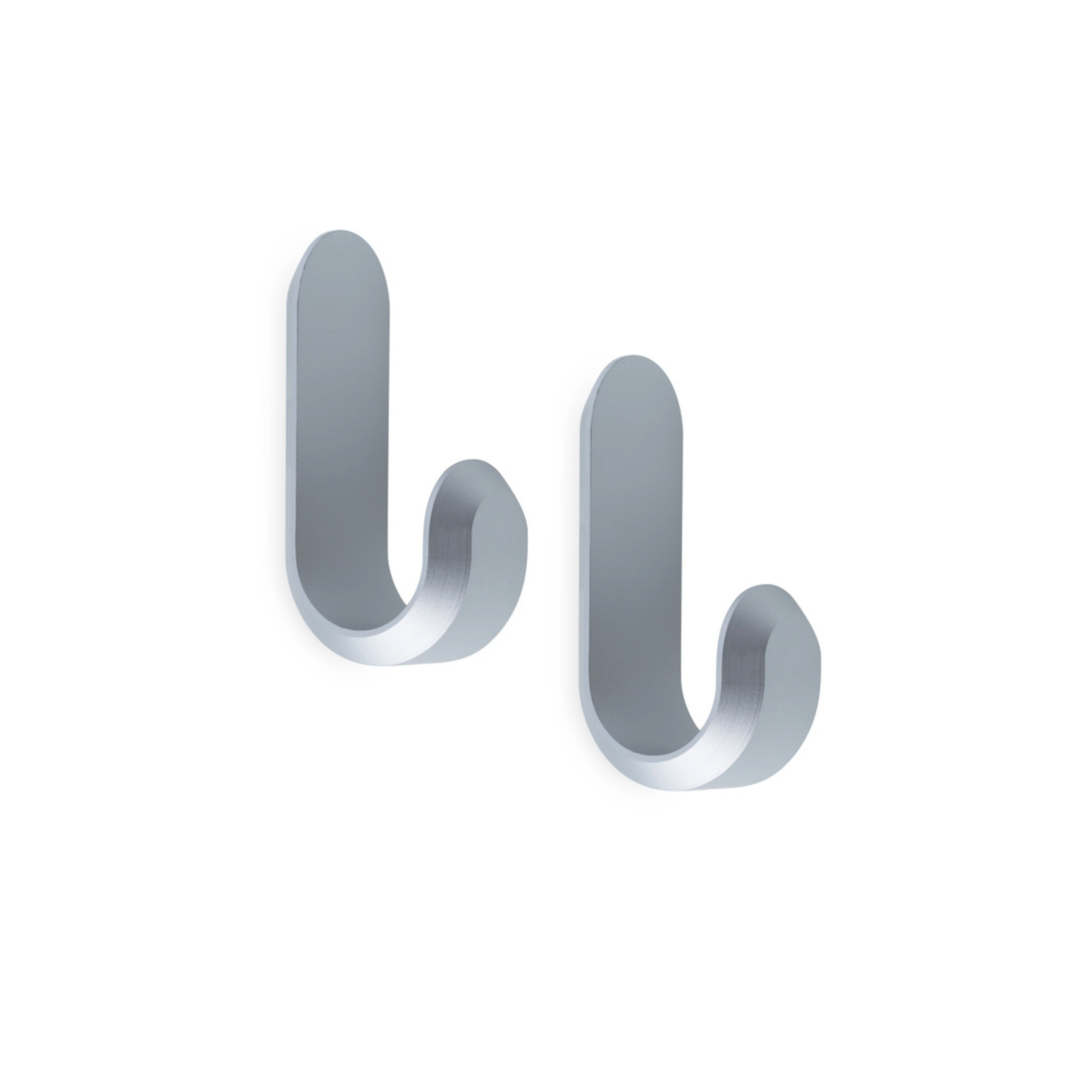 Set van CURVE haken mat zilver