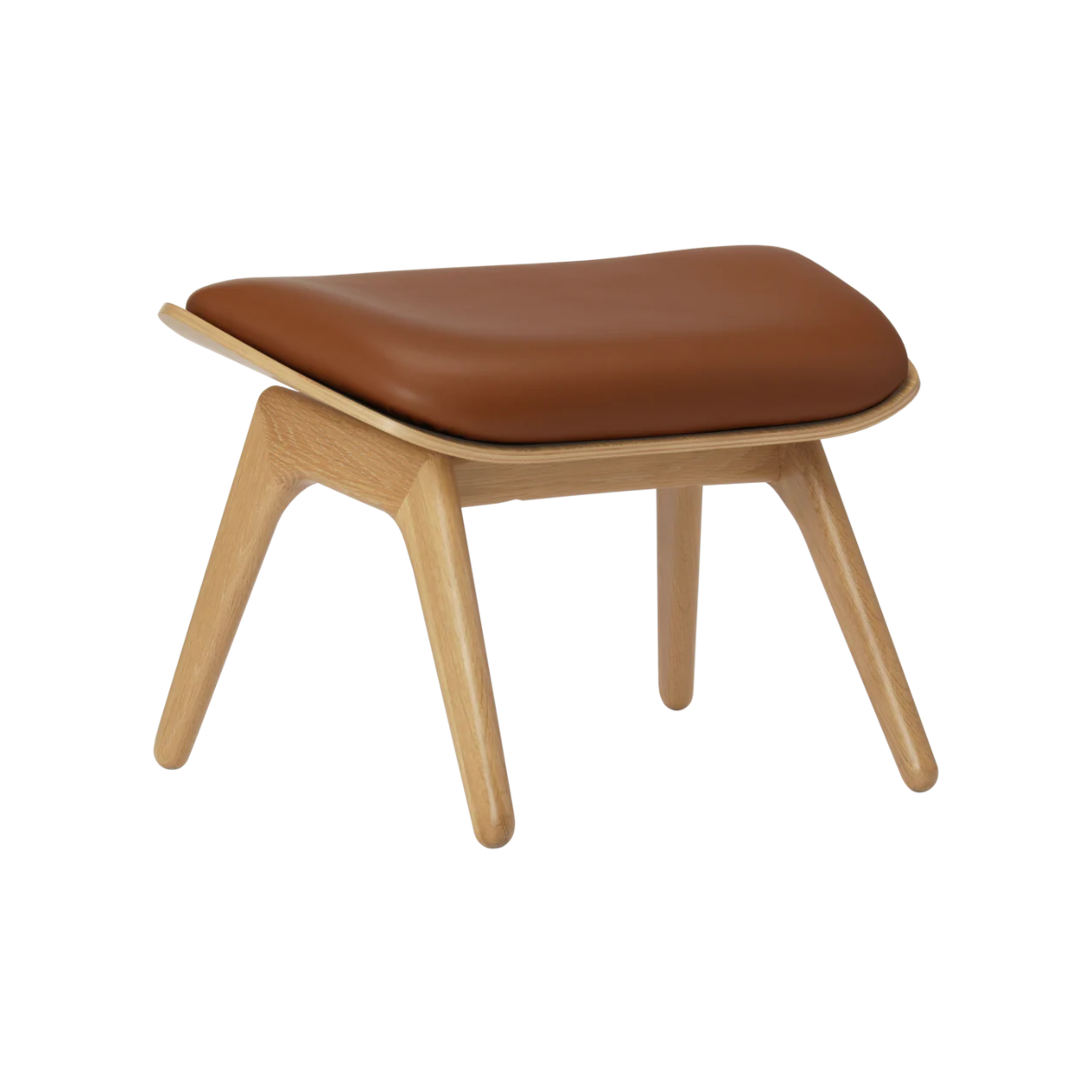 Voetensteun READER cognacleer met eikenhouten basis