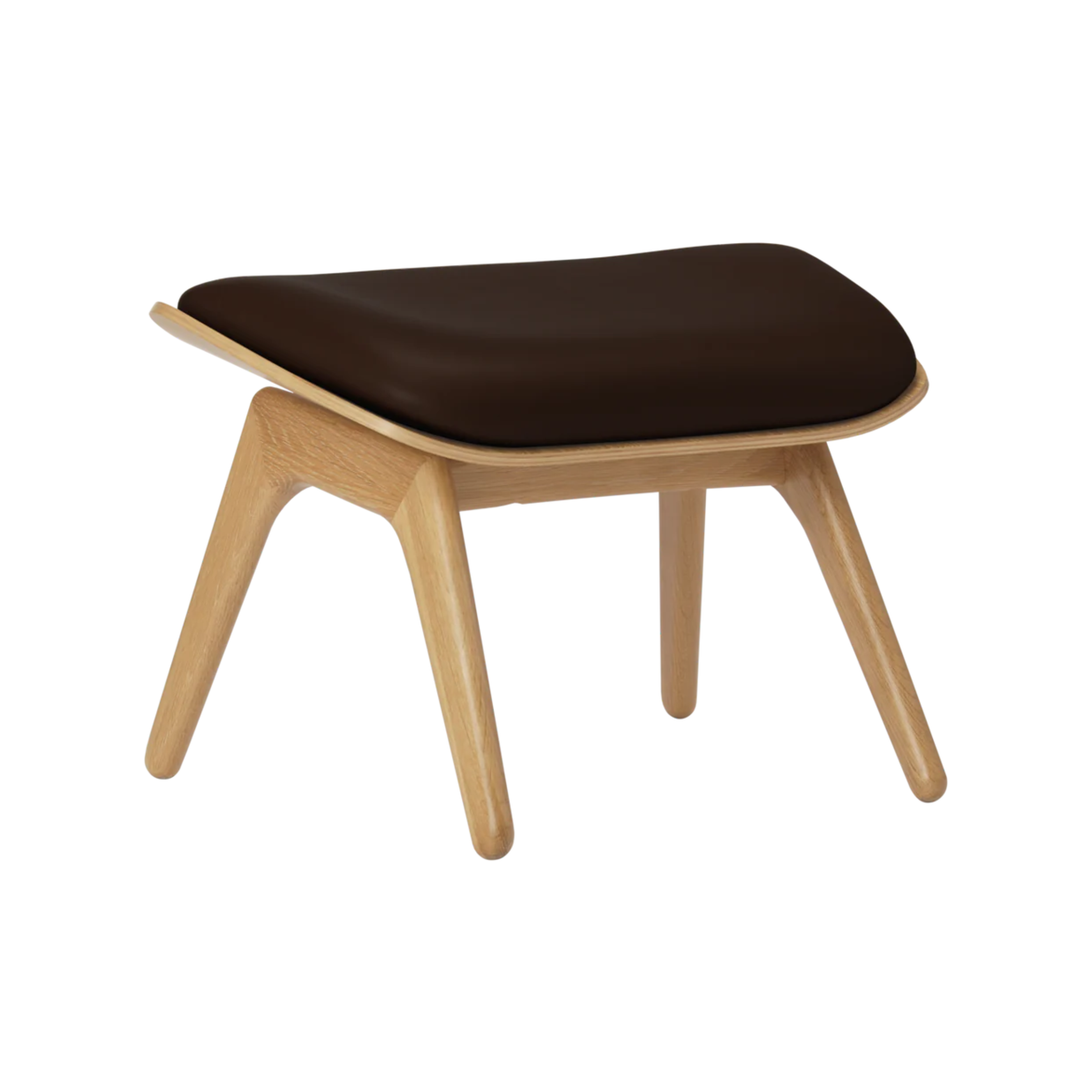 Fußstütze READER braunes Leder mit Eichenbasis
