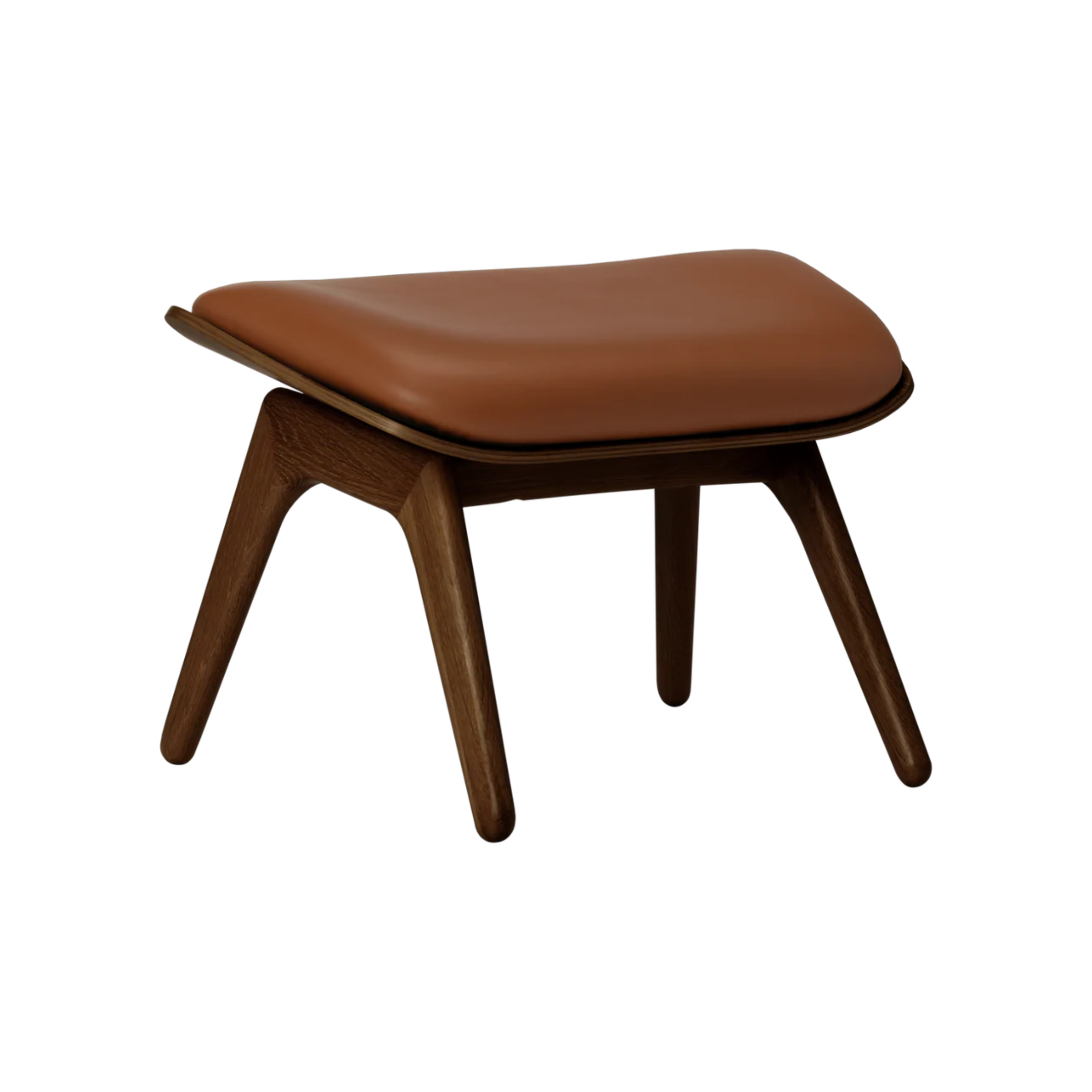 Voetenbank READER cognacleer met een donkere eiken basis