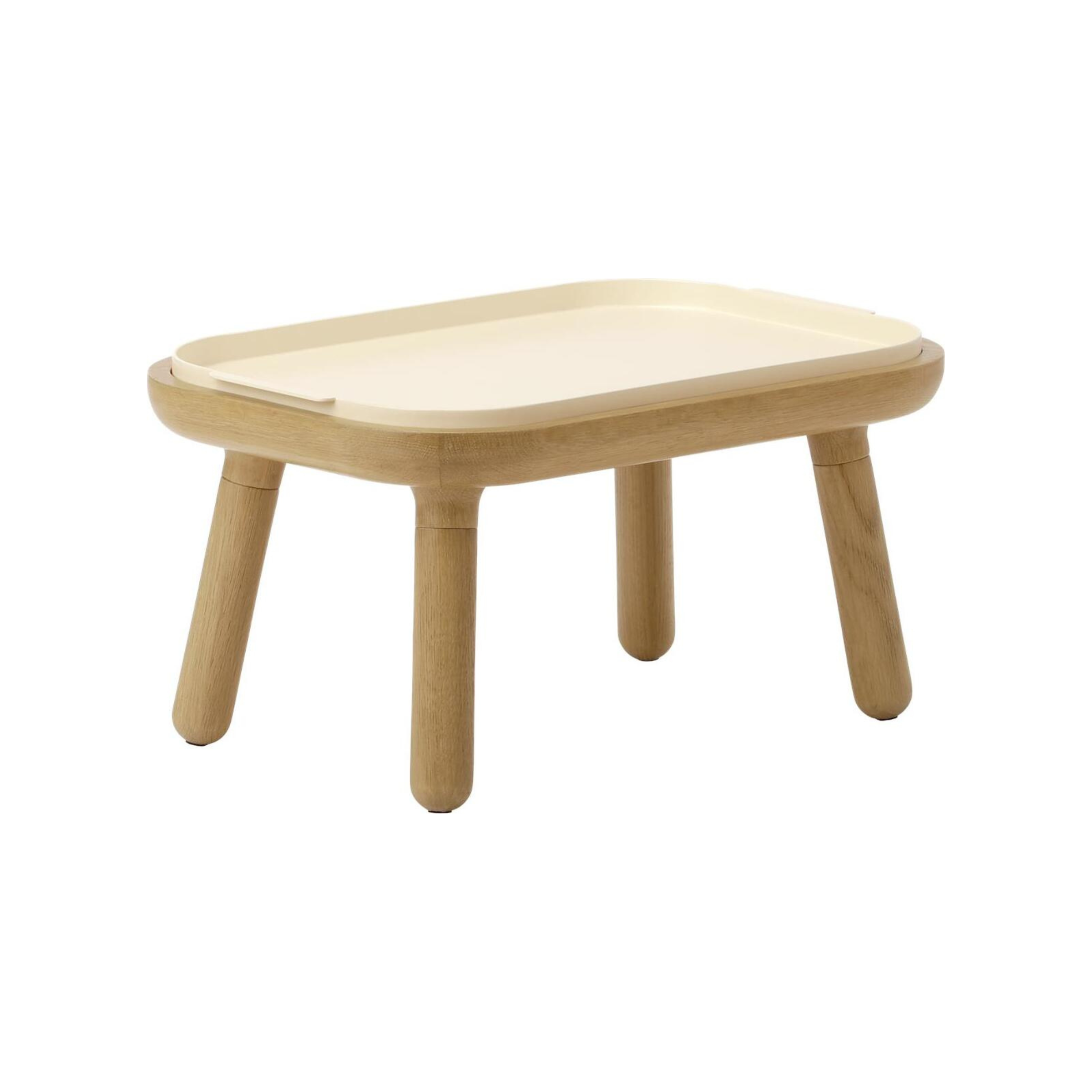 Koffietafel PAFF parelwit met eiken basis