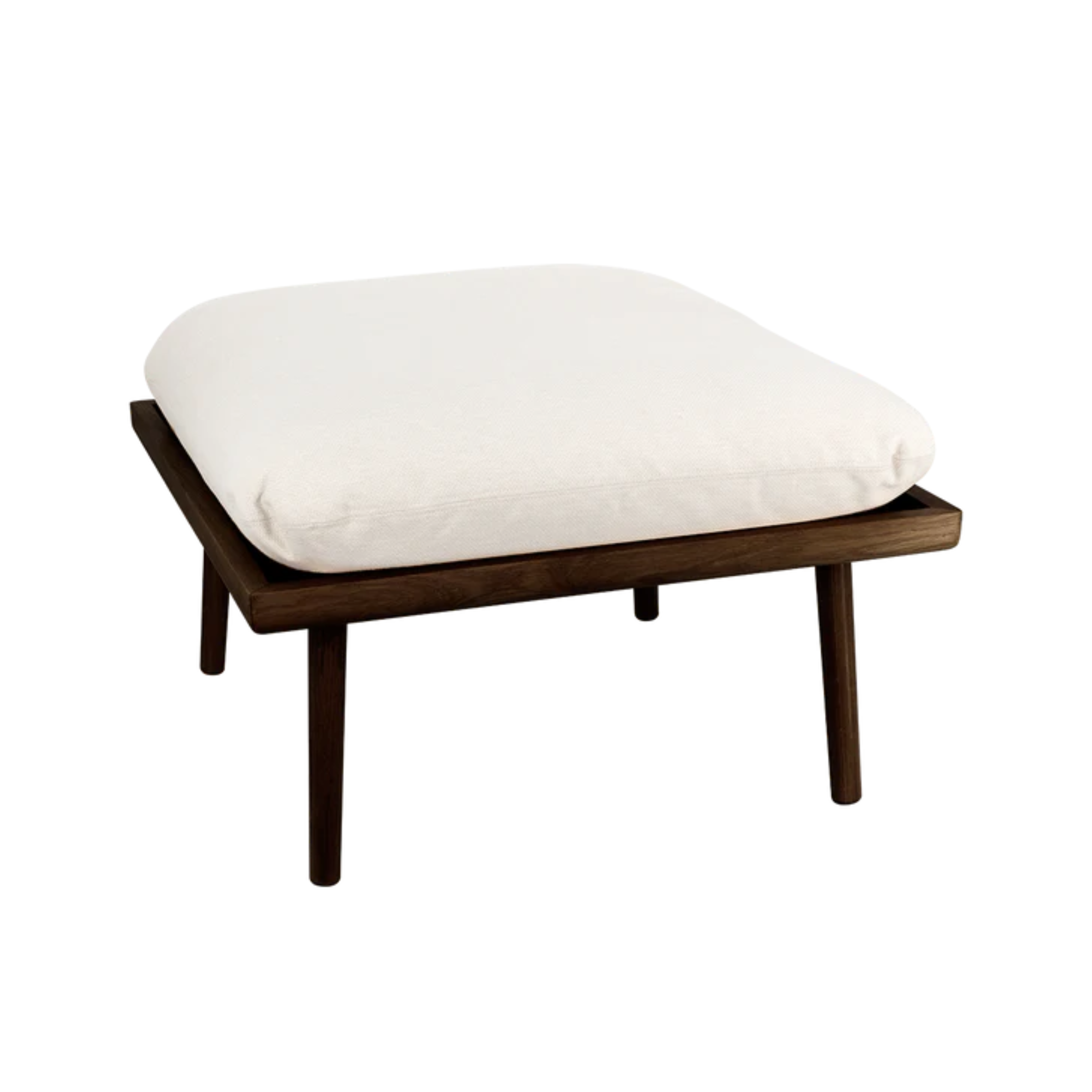 Puf LOUNGE AROUND SHUFFLE beige met een donkere eiken basis