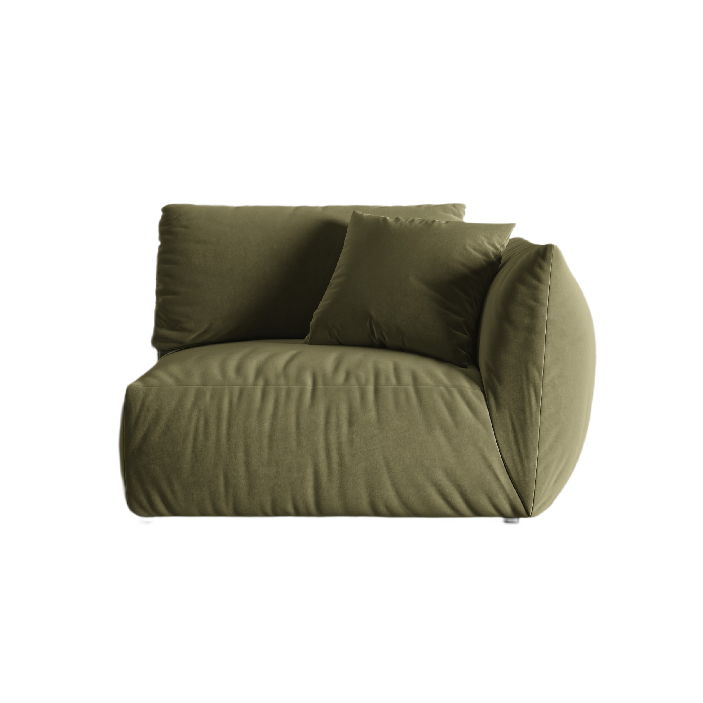 Modulares Samtsofa CHRIS - rechte Element in Hellgrün