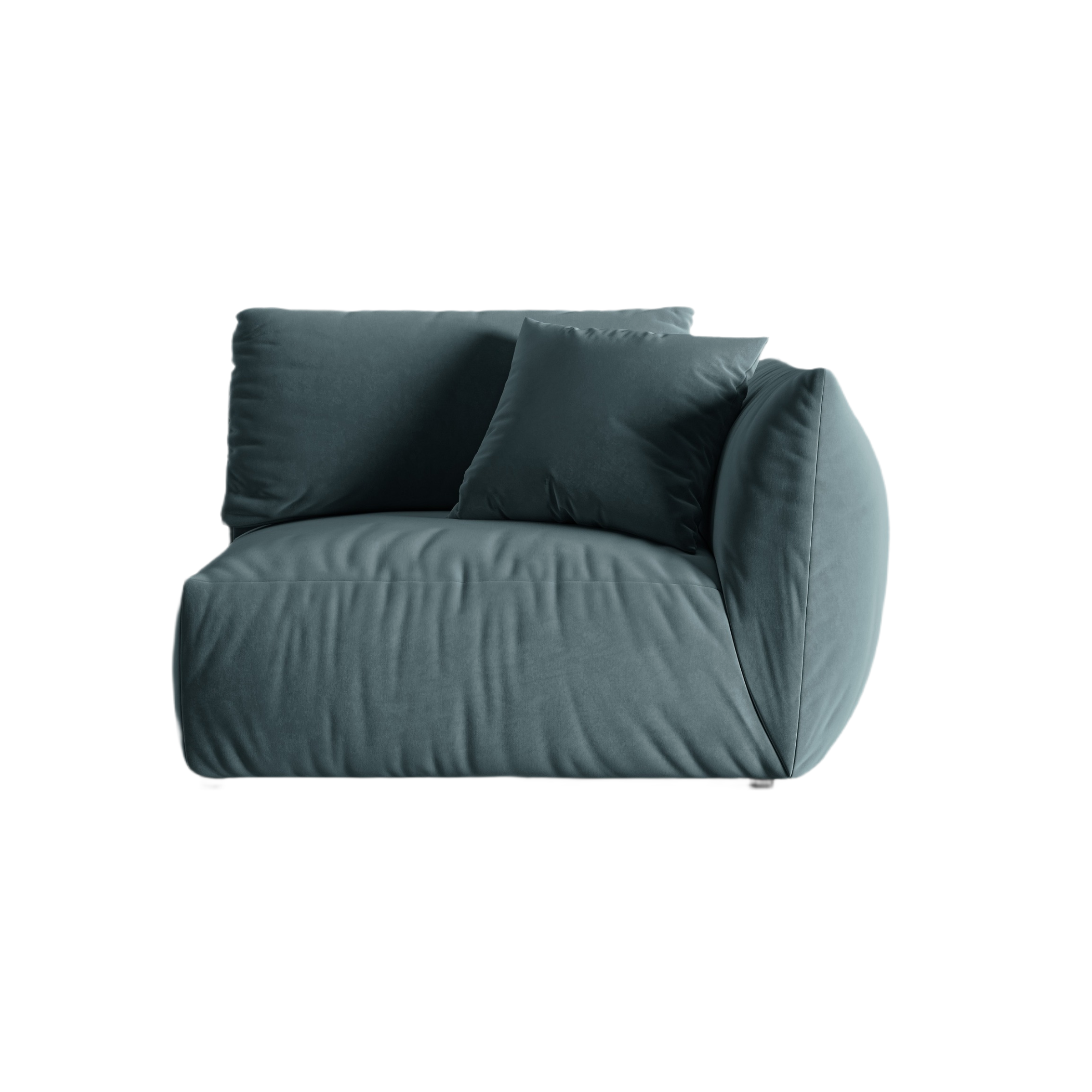 CHRIS Velvet Modular Sofa - Wide Right Element Light Blue