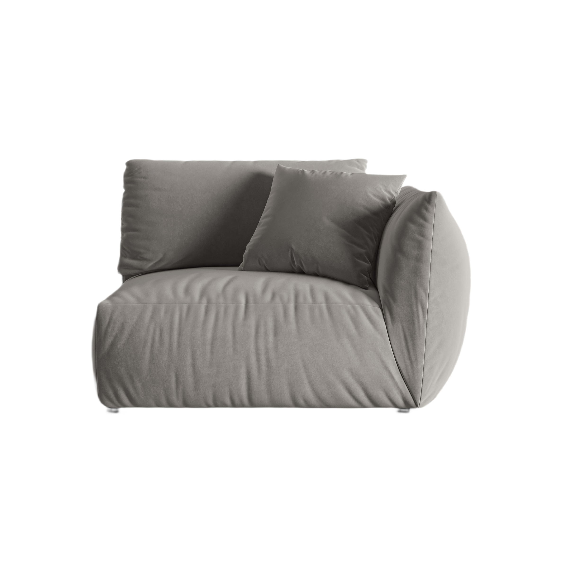Sofa modułowa aksamitna CHRIS - element szeroki prawostronny szary – Micadoni