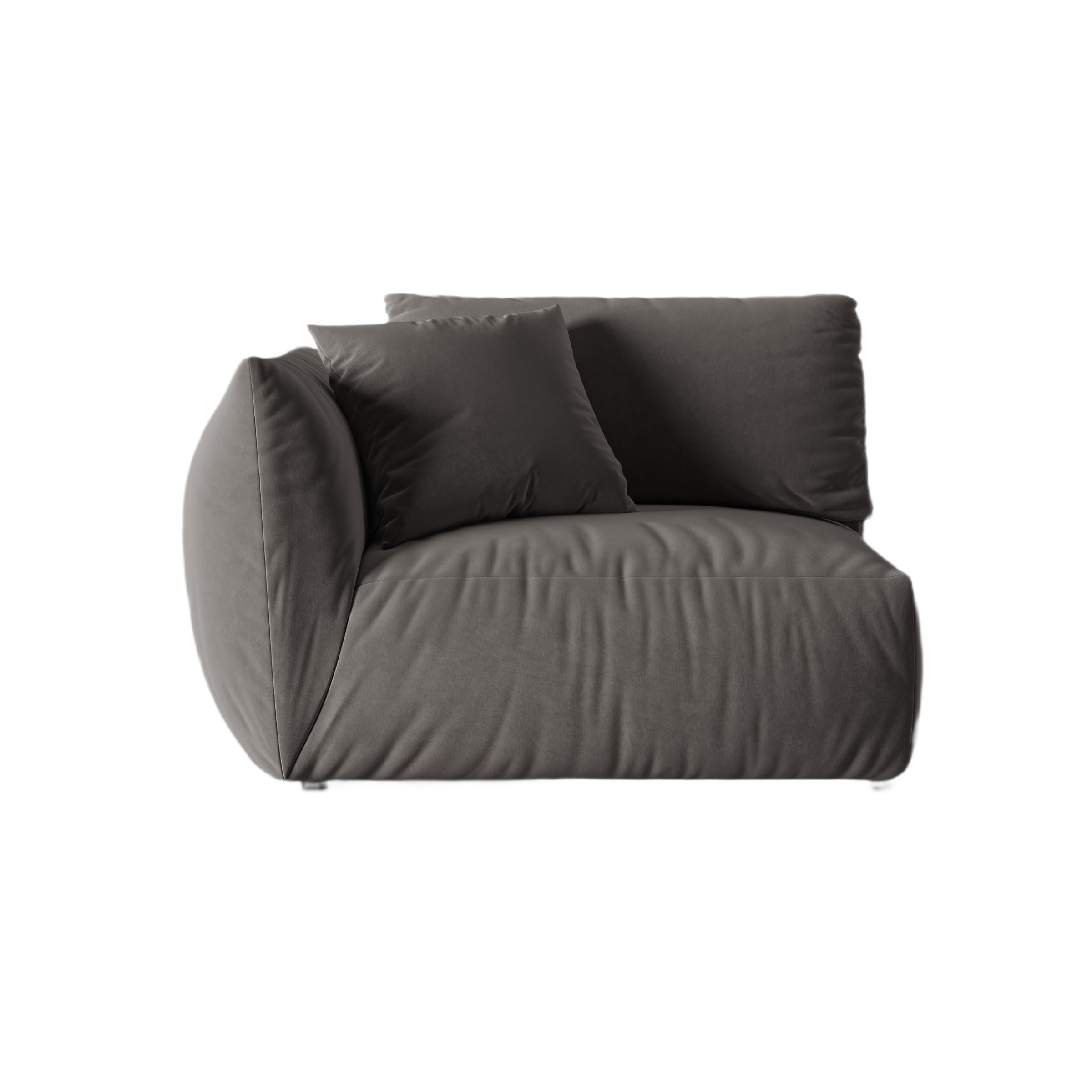 Sofa modułowa aksamitna CHRIS - element szeroki lewostronny ciemnoszary – Micadoni