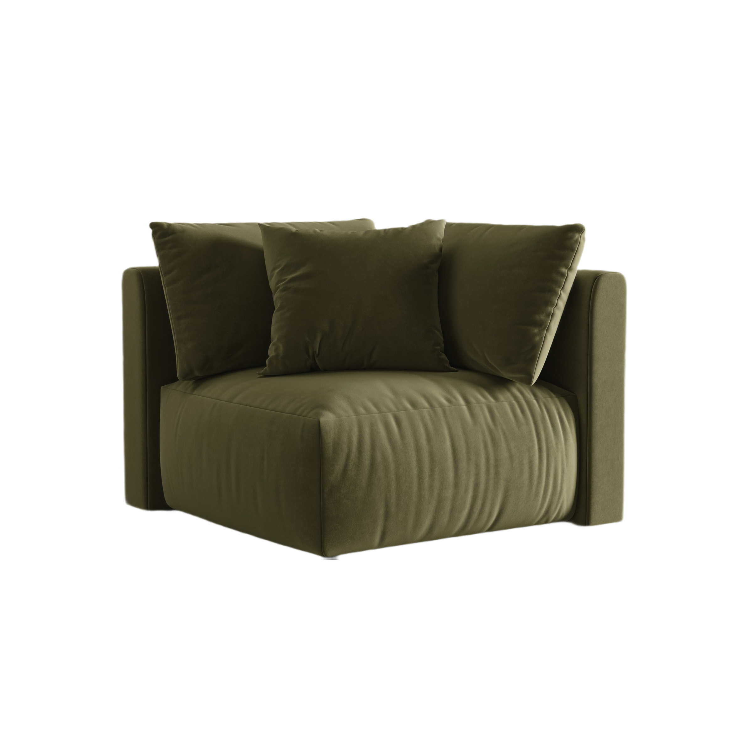 CHRIS Modular Velvet Sofa - Light Green Corner Element