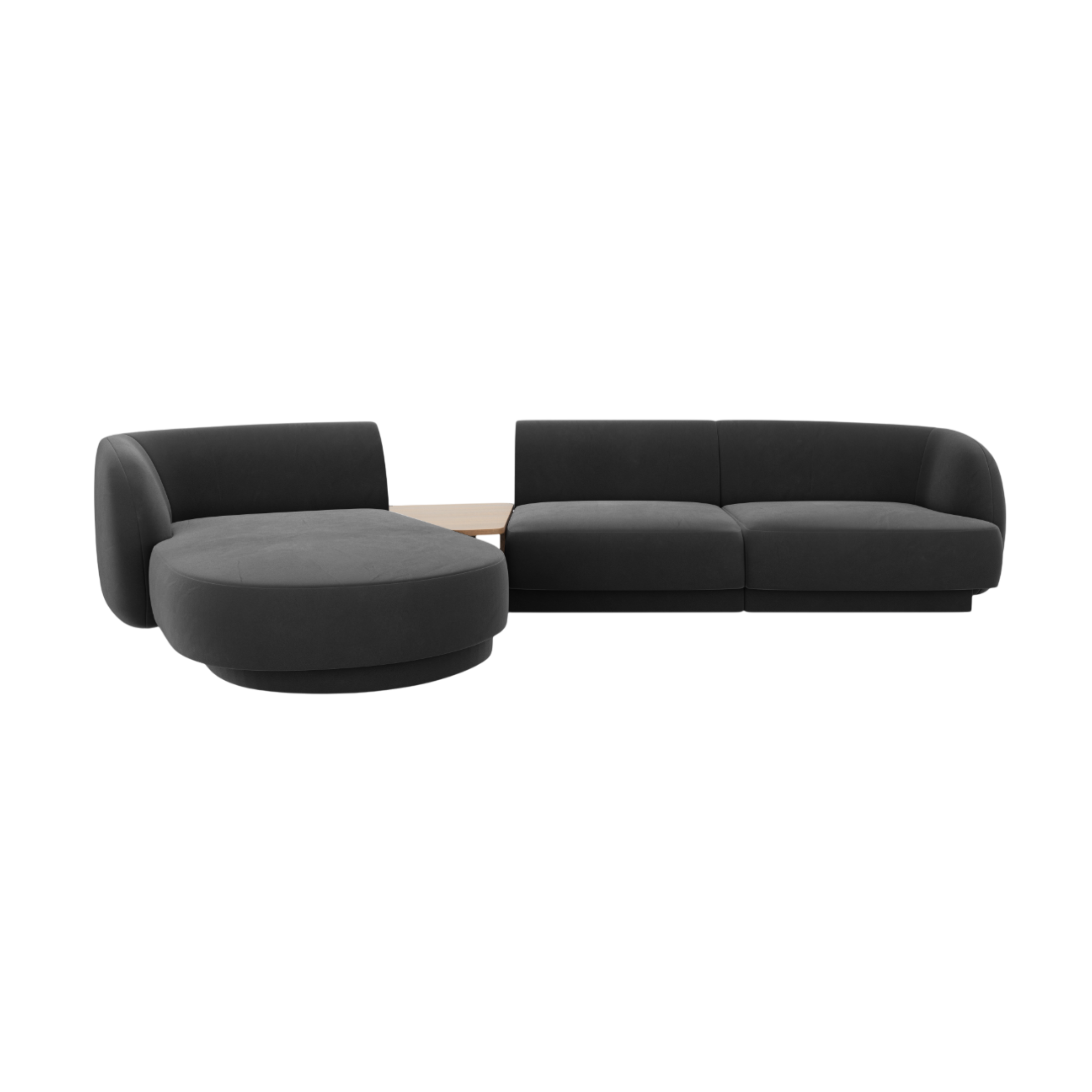 Modulaire hoekbank met tafel 3-zits links MILEY grijs