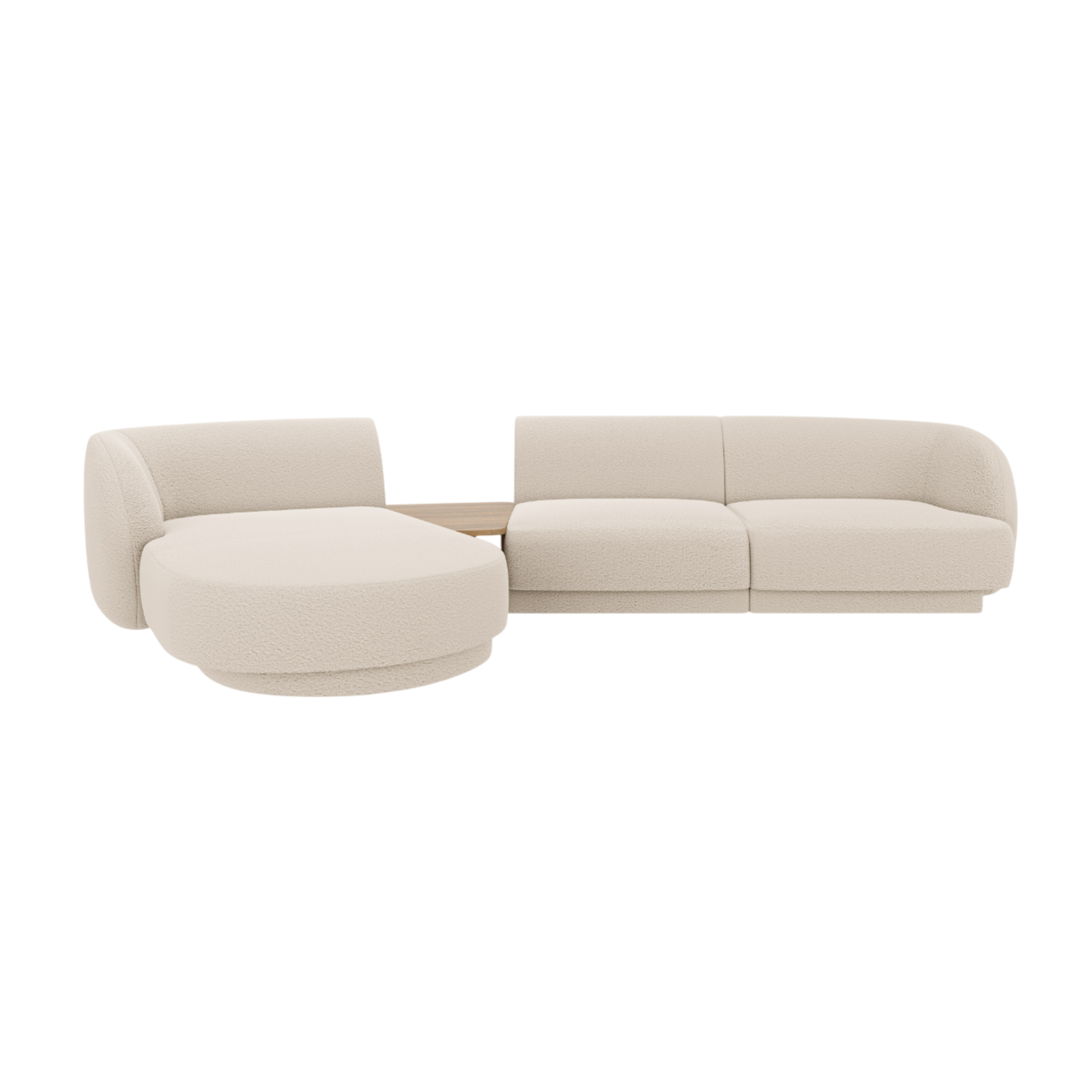 Modulares Ecksofa mit Tisch 3-sitzig links MILEY beige Boucle