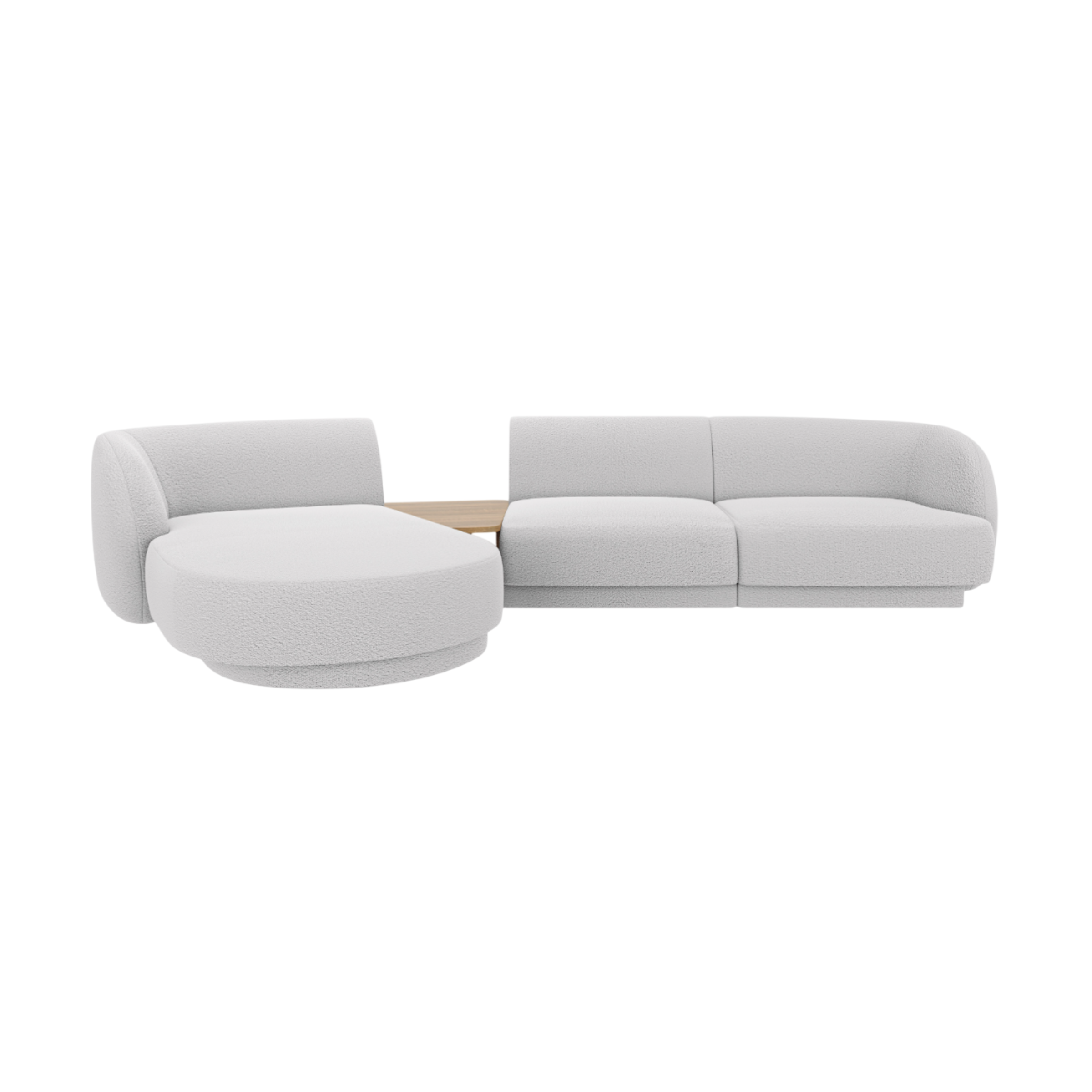 Modulaire hoekbank met tafel 3-zits links MILEY lichtgrijs boucle
