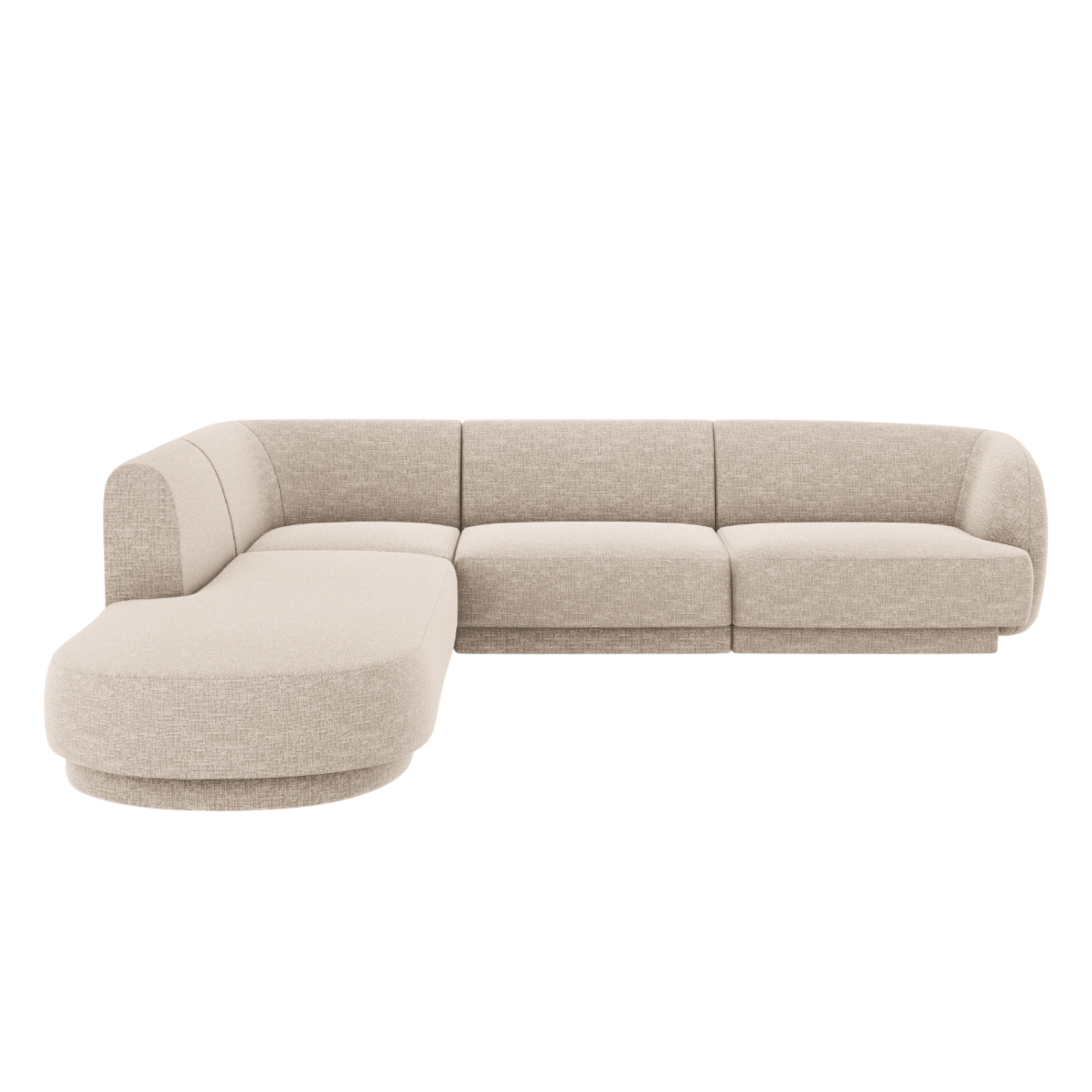 Left-sided corner sofa for 6 people MILEY beige chenille