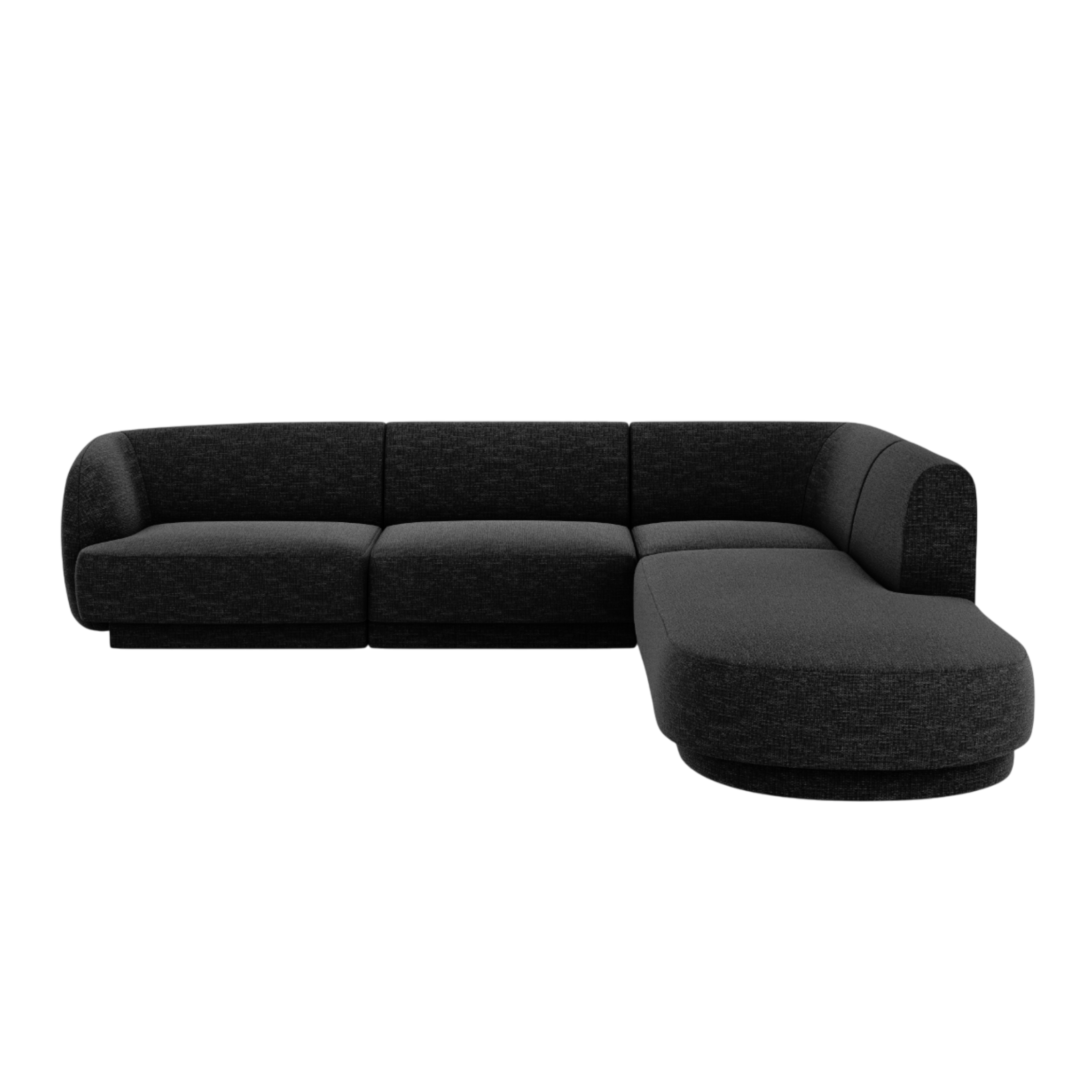 Right-facing 6-seater corner sofa MILEY black chenille