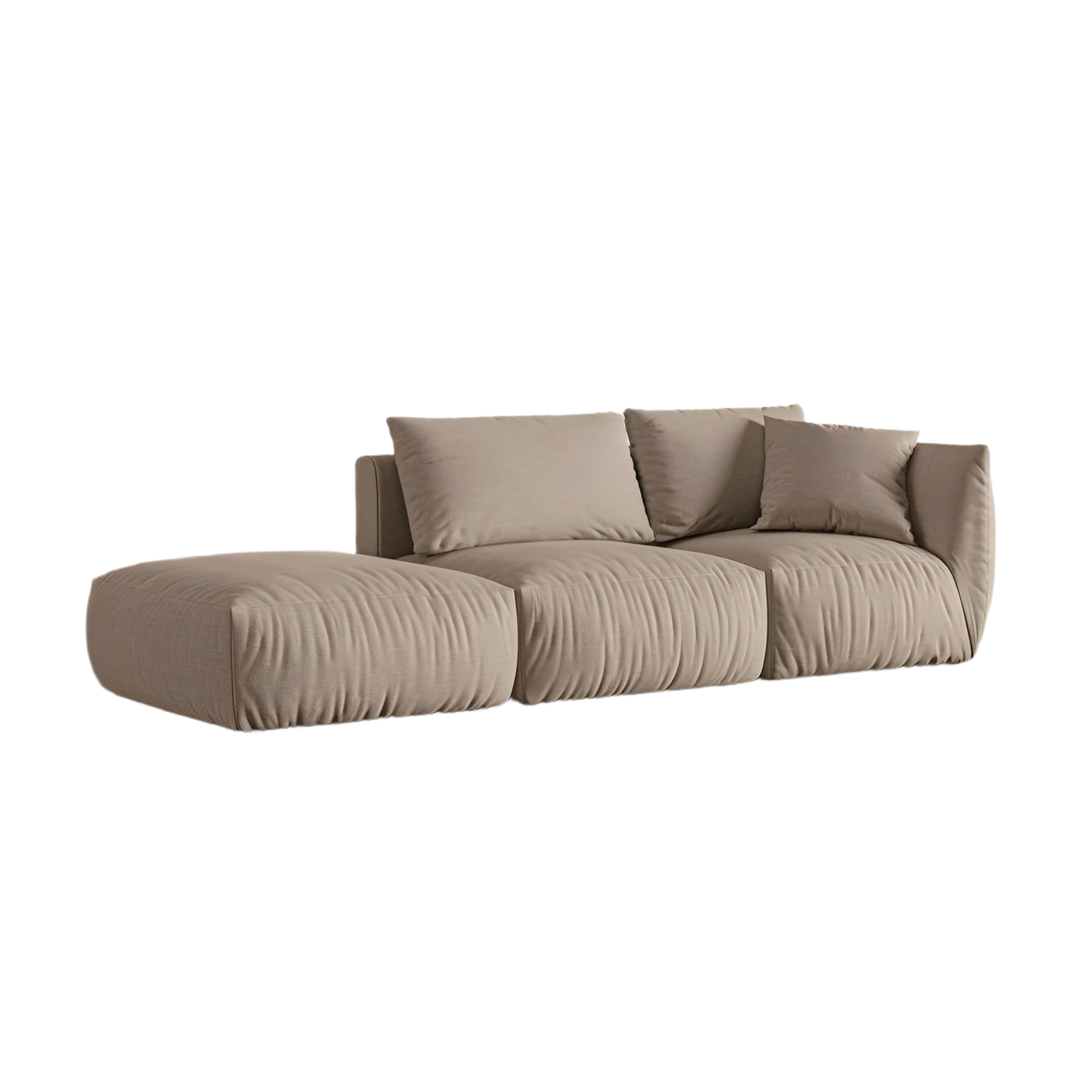 Modulares 3-Sitzer Sofa links CHRIS sandfarbener Chenille