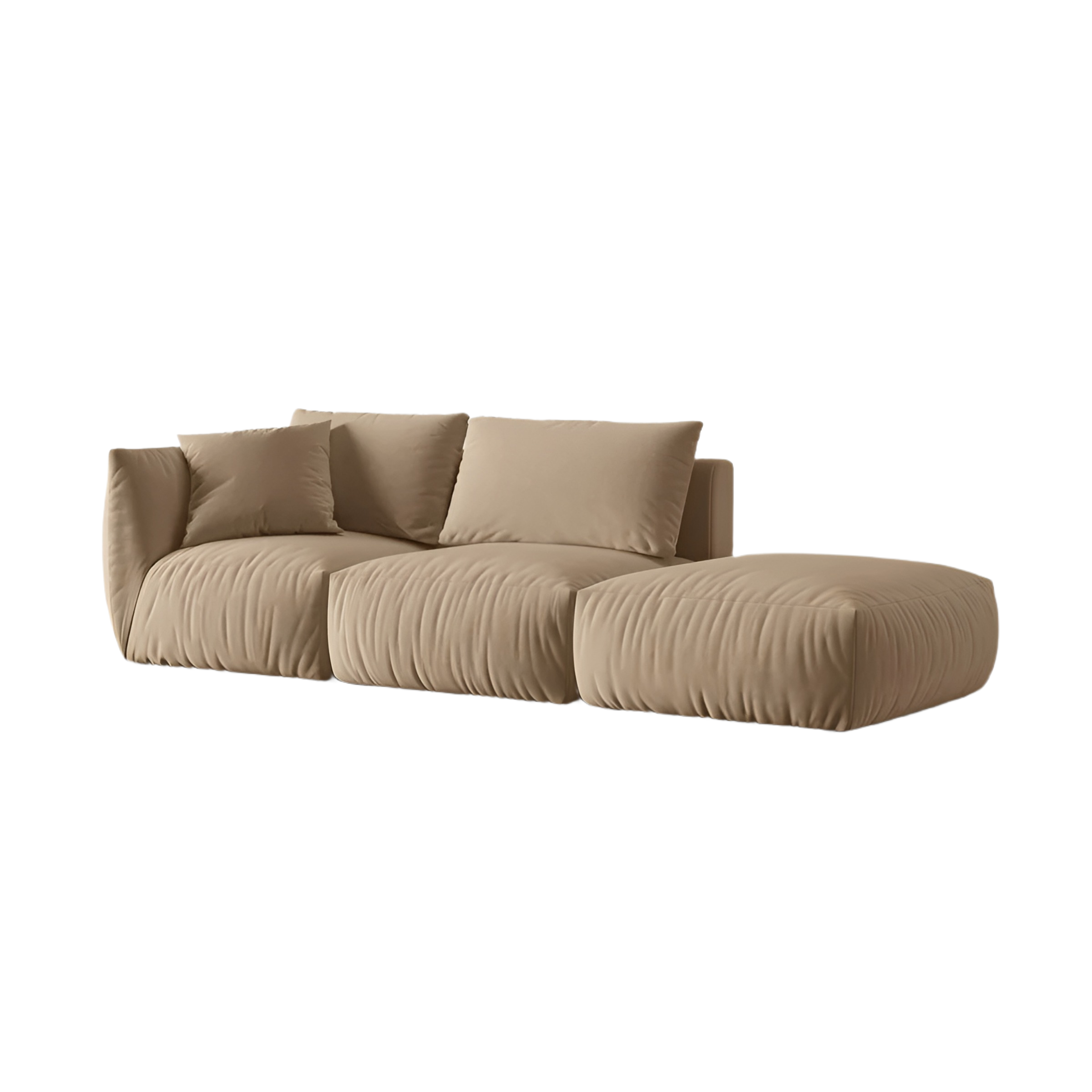 Modulaire fluwelen bank 3-zits rechts CHRIS zandkleurig