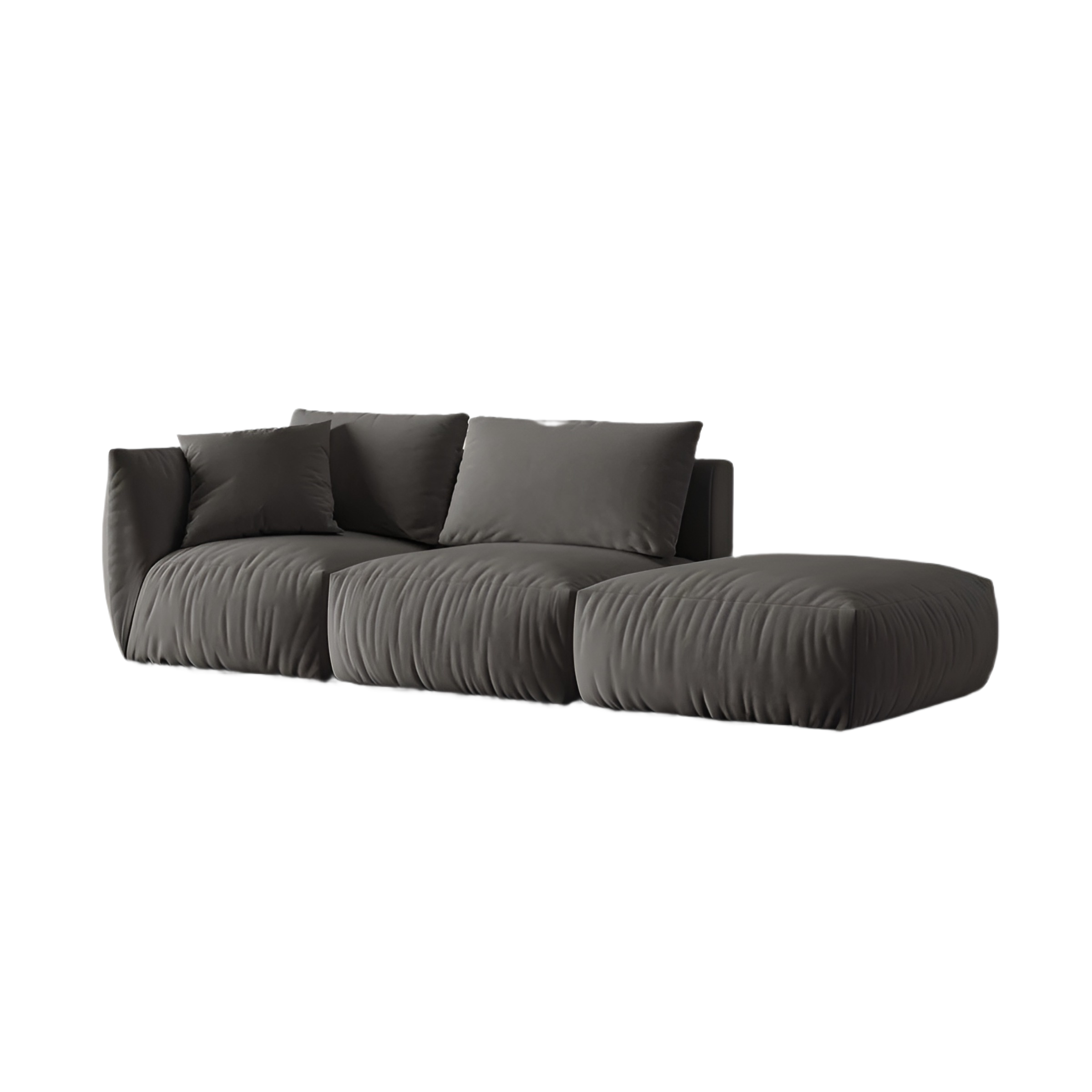 3-seater right-facing velvet modular sofa CHRIS dark gray