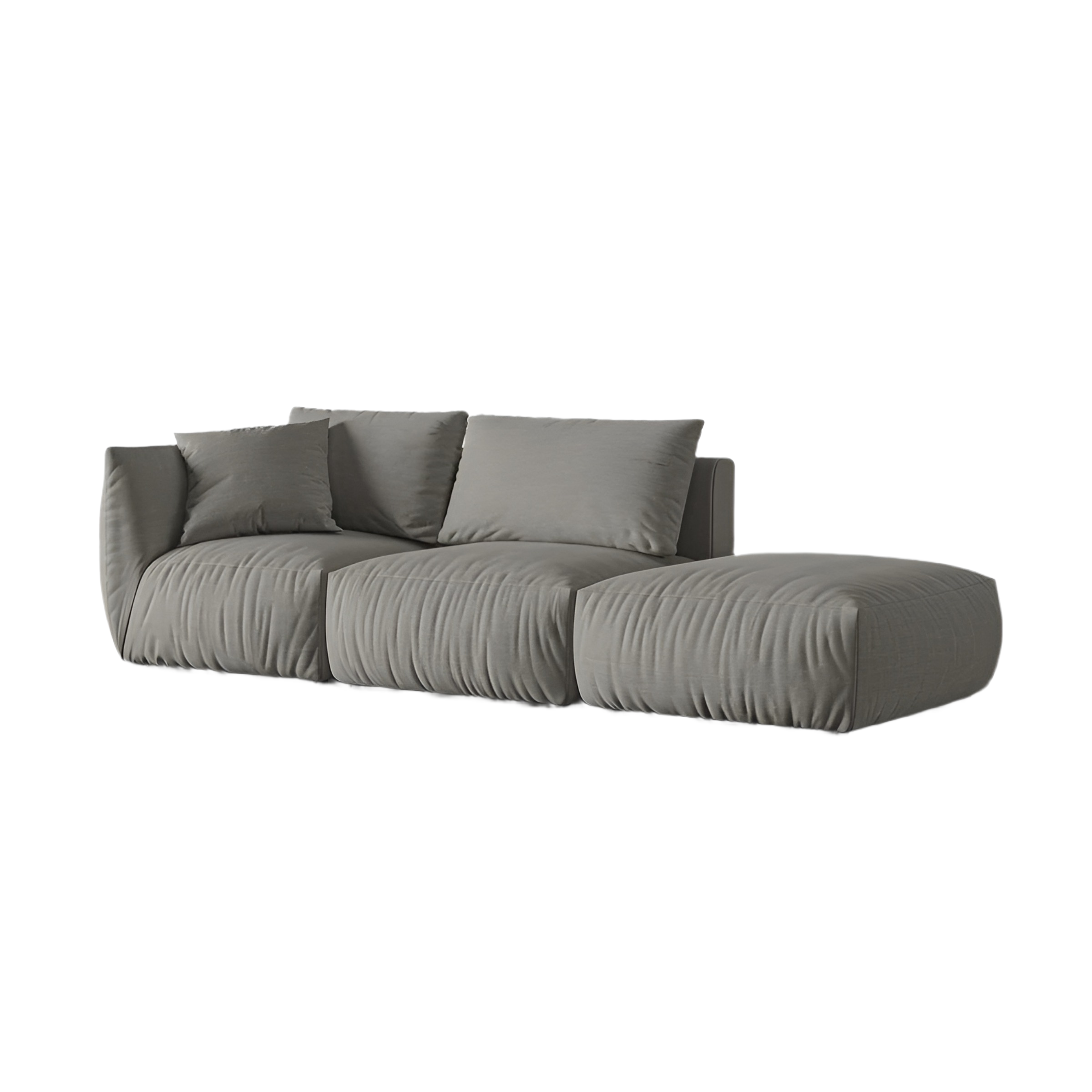 Right-facing 3-seater modular sofa CHRIS gray chenille